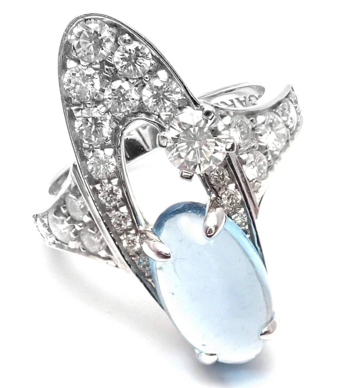 Rare! Authentic Bvlgari Bulgari Elysia 18k White Gold Diamond Blue Topaz Ring | Fortrove