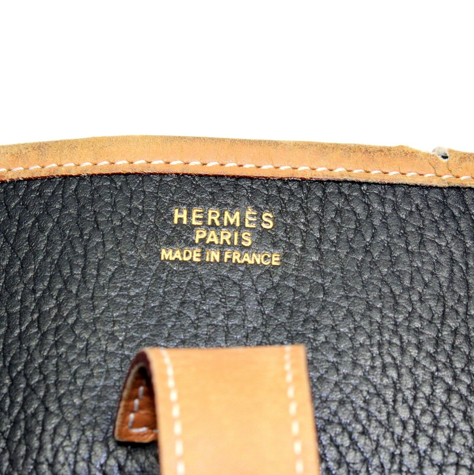 Authentic! Hermes Evelyne Black + Brown Trim Leather GM Handbag Purse | Fortrove
