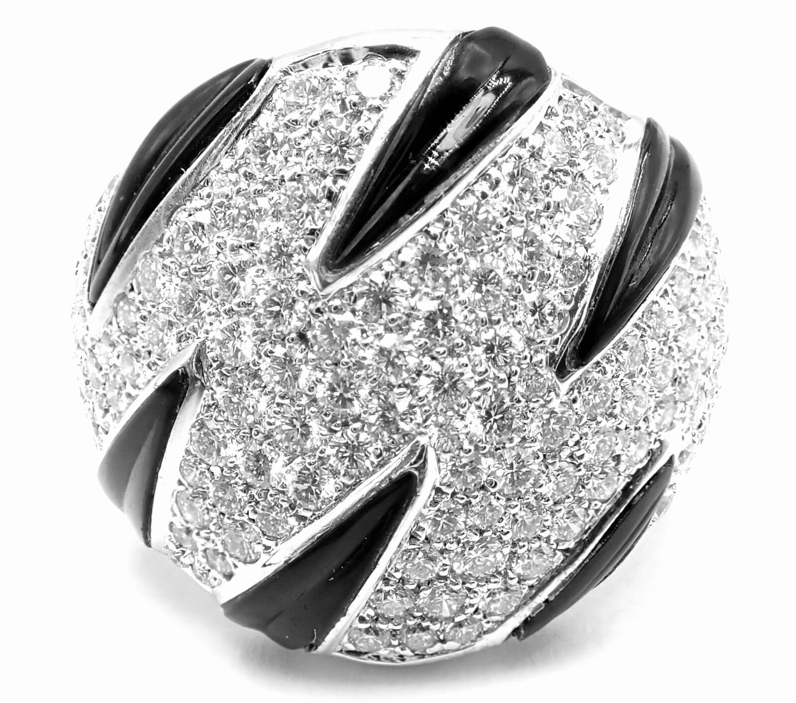 Authentic Cartier Panther Panthere Claw 18k White Gold Diamond Onyx Ring Size 53 | Fortrove