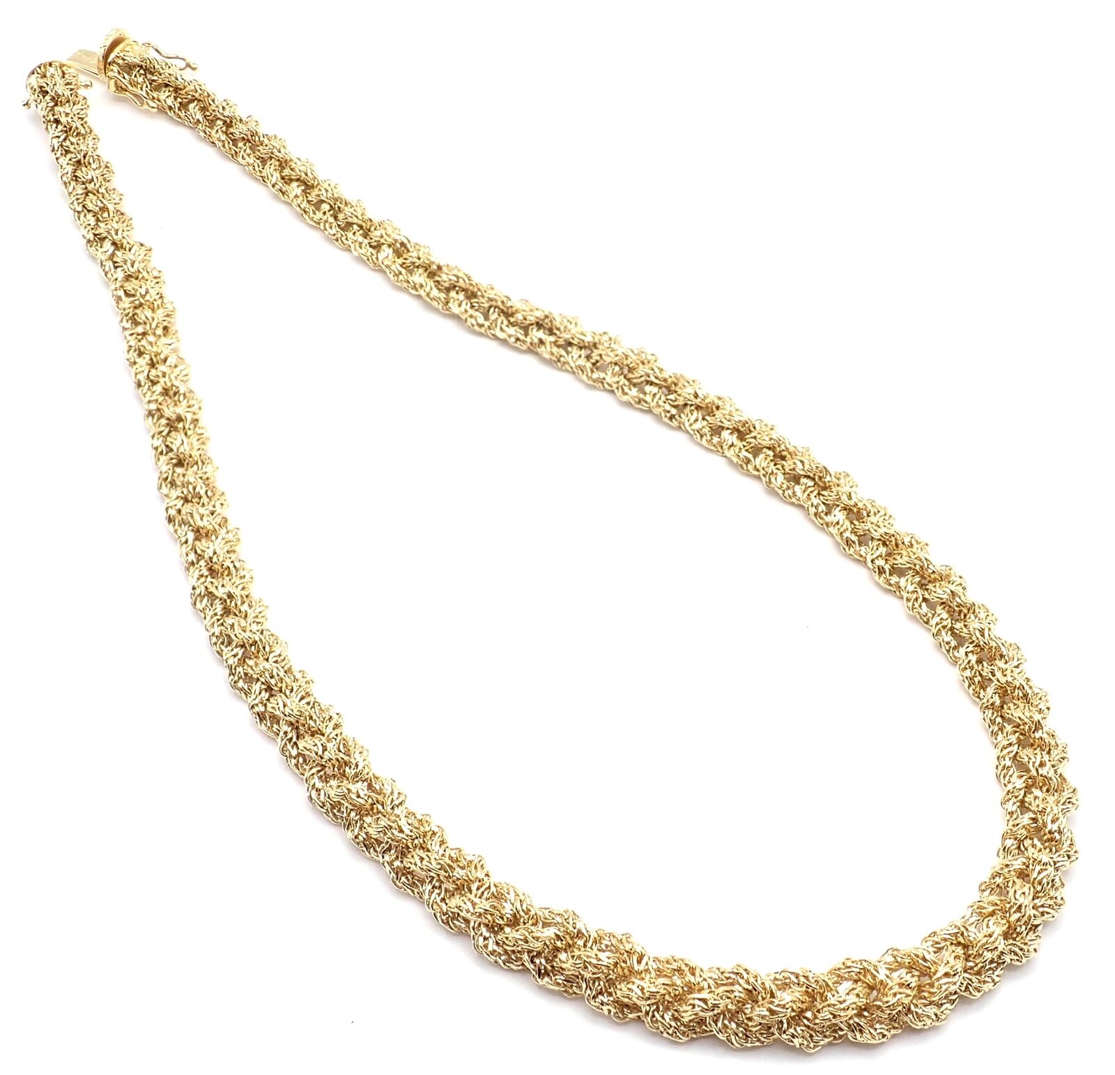 Authentic! Vintage Tiffany & Co 18k Yellow Gold Basketweave Link Chain Necklace | Fortrove