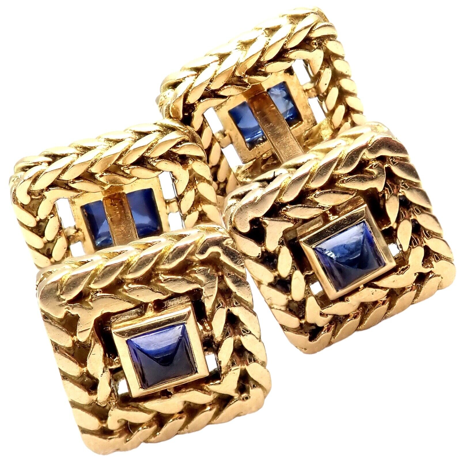 Van Cleef & Arpels Jewelry & Watches:Men's Jewelry:Cufflinks Van Cleef & Arpels 18k Yellow Gold Vintage George L'Enfant Sapphire Cufflinks