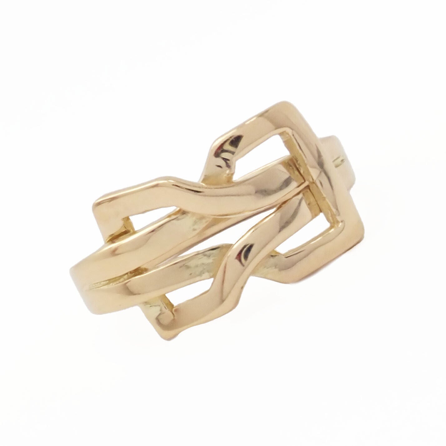 Authentic! Ilias Lalaounis Greece 18k Yellow Gold Belt Buckle Ring | Fortrove