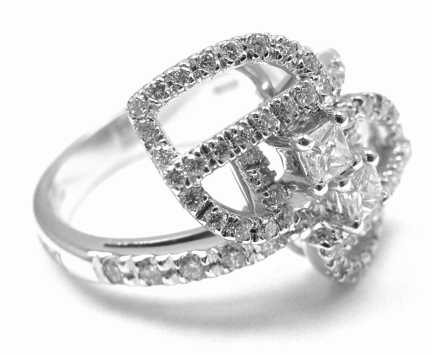 New! Authentic Damiani Madeira Mirror 18k White Gold .80ct Diamond Ring Box Cert | Fortrove