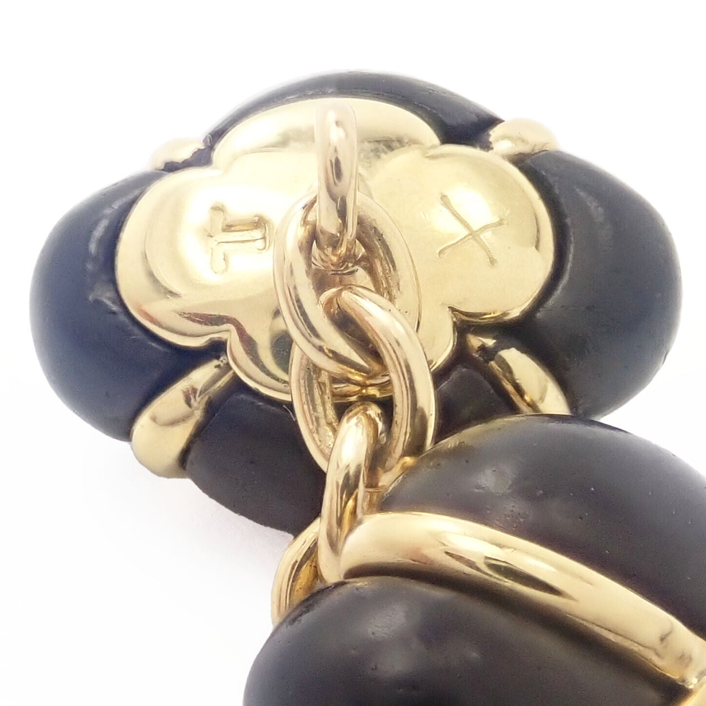 Trianon Jewelry & Watches:Men's Jewelry:Cufflinks Authentic! Trianon 18k Yellow Gold Ebony Wood Chain Cufflinks