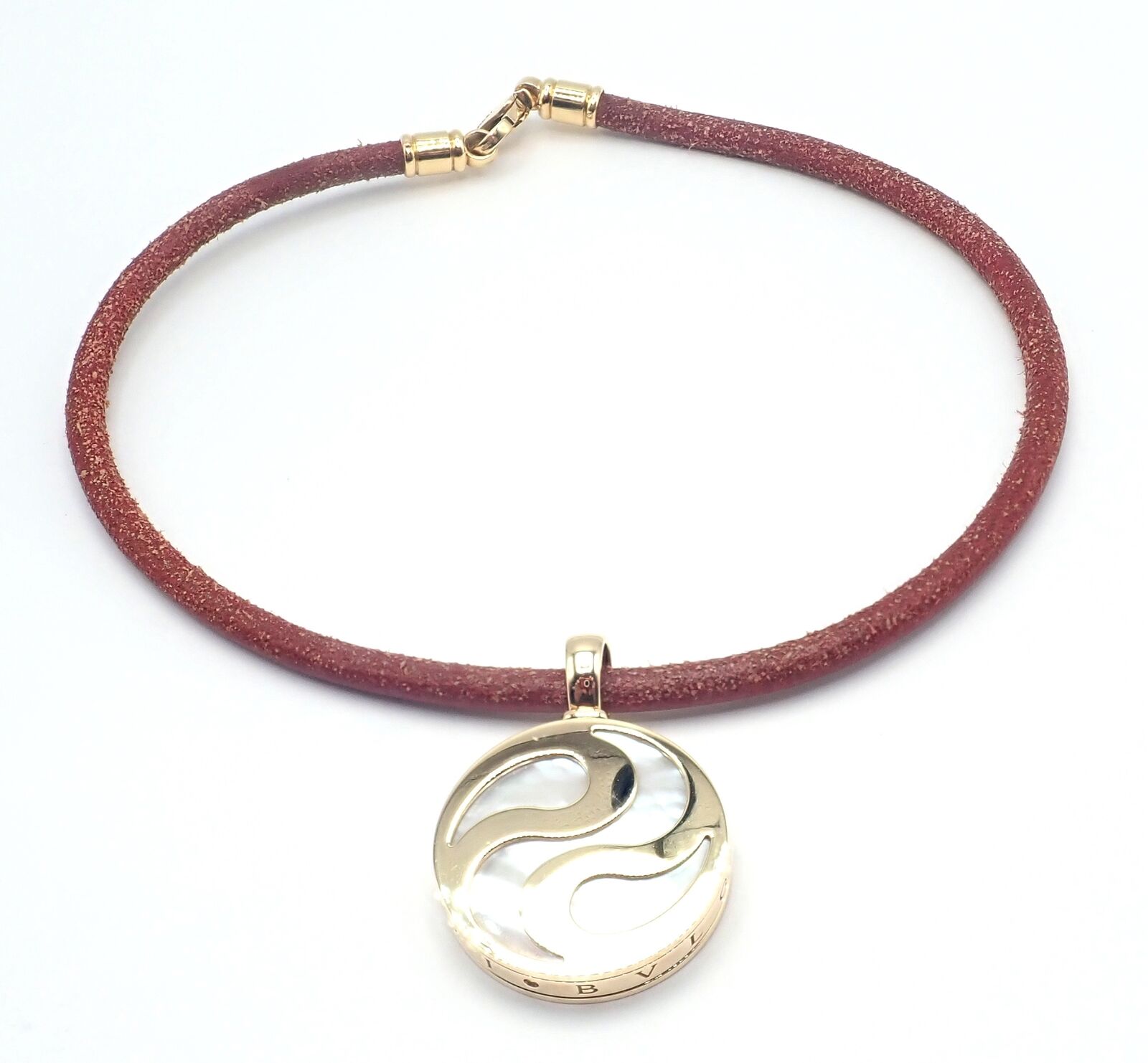 Bvlgari Bulgari Optical Illusion 18K Gold Steel Spinning MOP Pendant Necklace | Fortrove