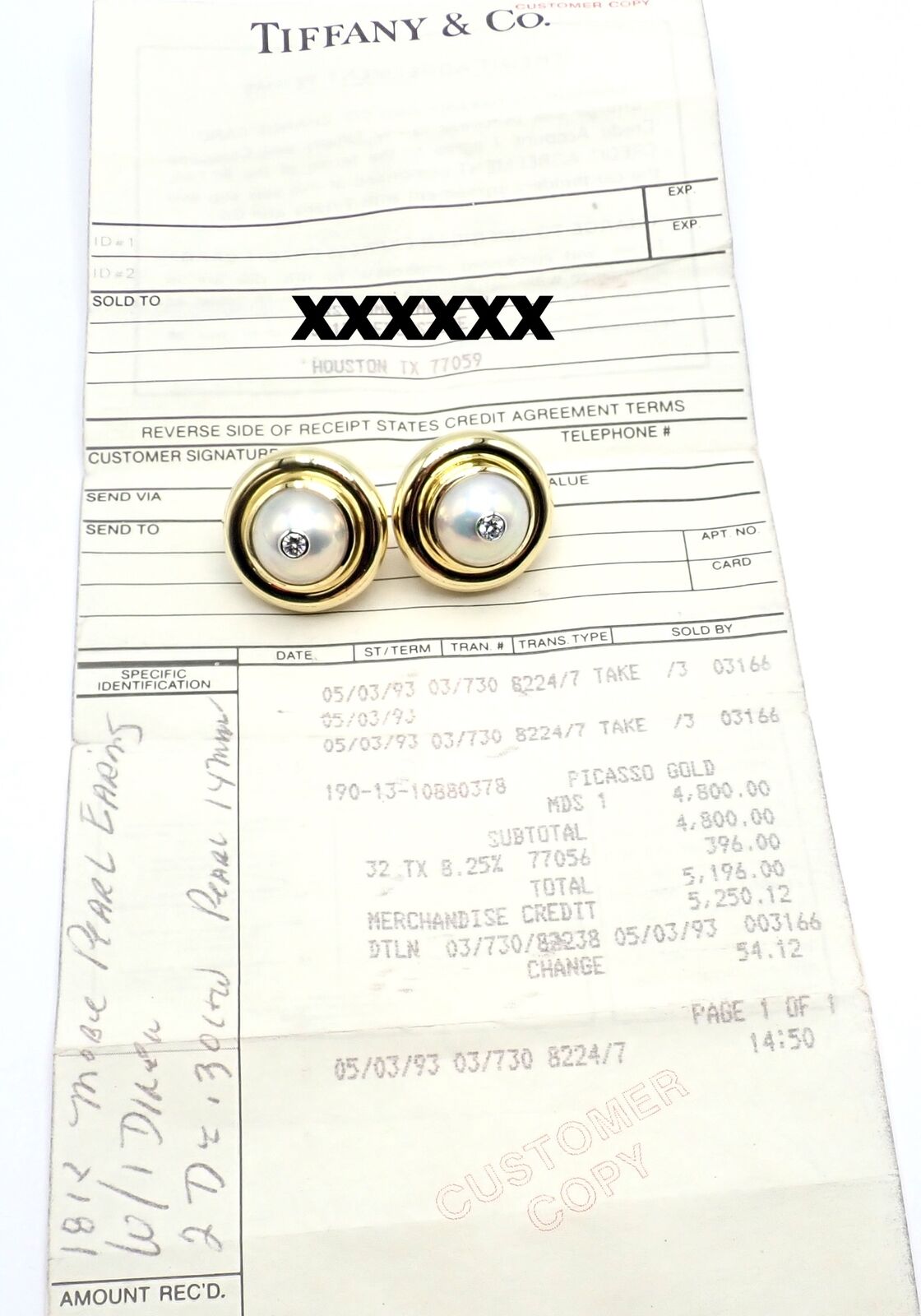 Authentic Tiffany & Co Picasso 18k Yellow Gold Diamond Mabe Pearl Earrings Paper | Fortrove