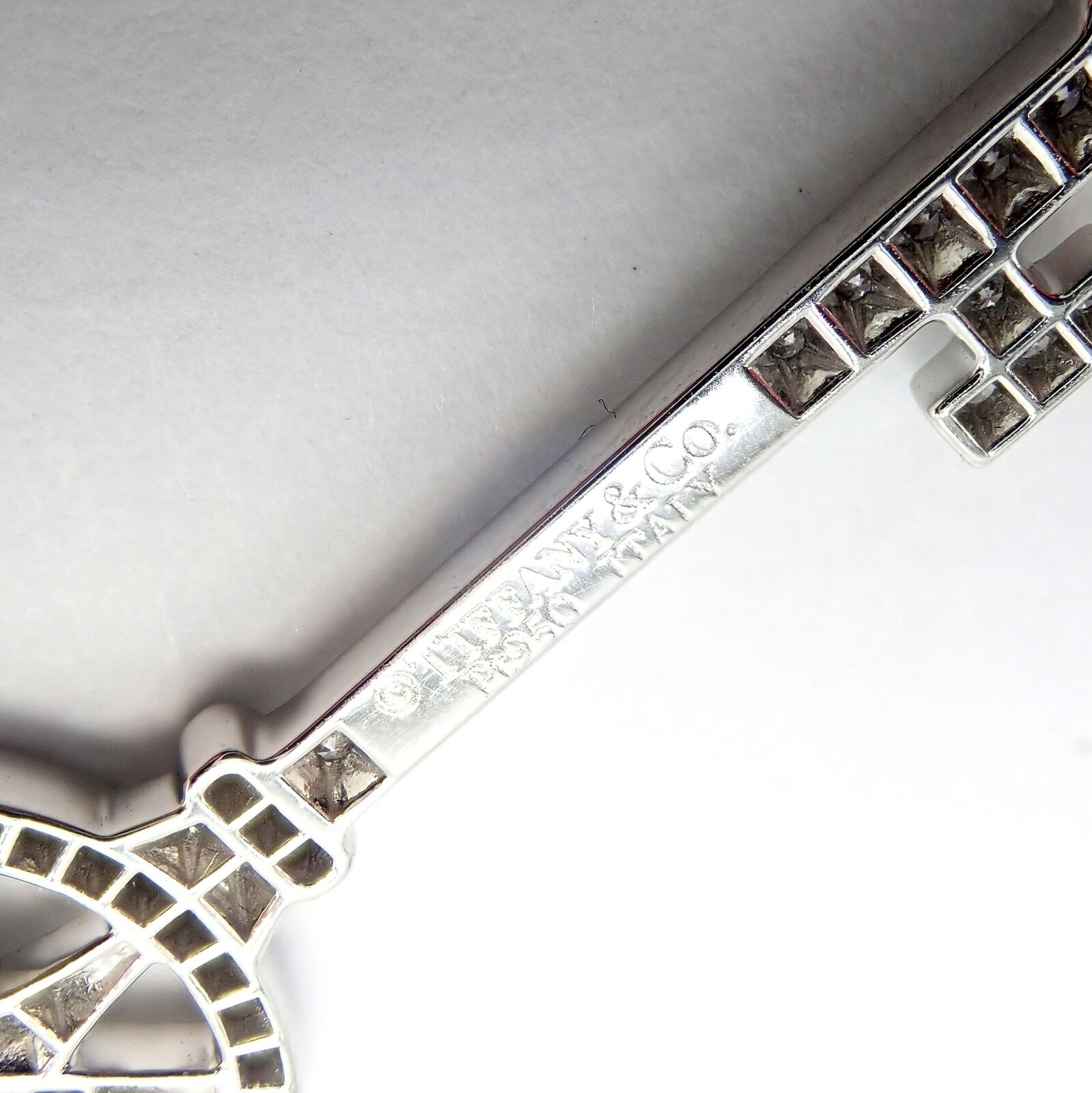 Authentic! Tiffany & Co Platinum Diamond Key Star Pendant Necklace | Fortrove