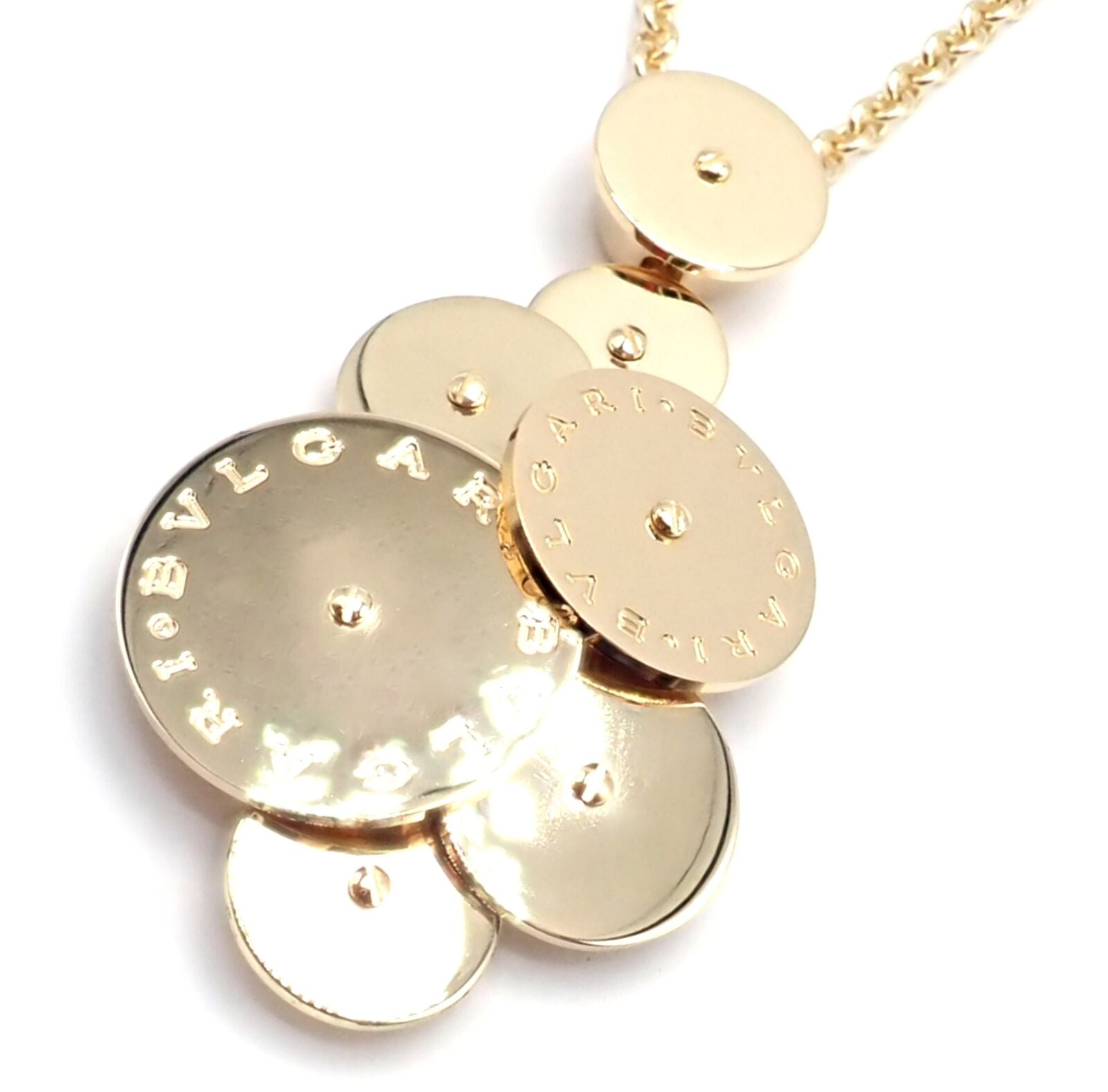 Authentic! Bulgari Bvlgari Cicladi 18k Yellow Gold Large Pendant Link Necklace | Fortrove