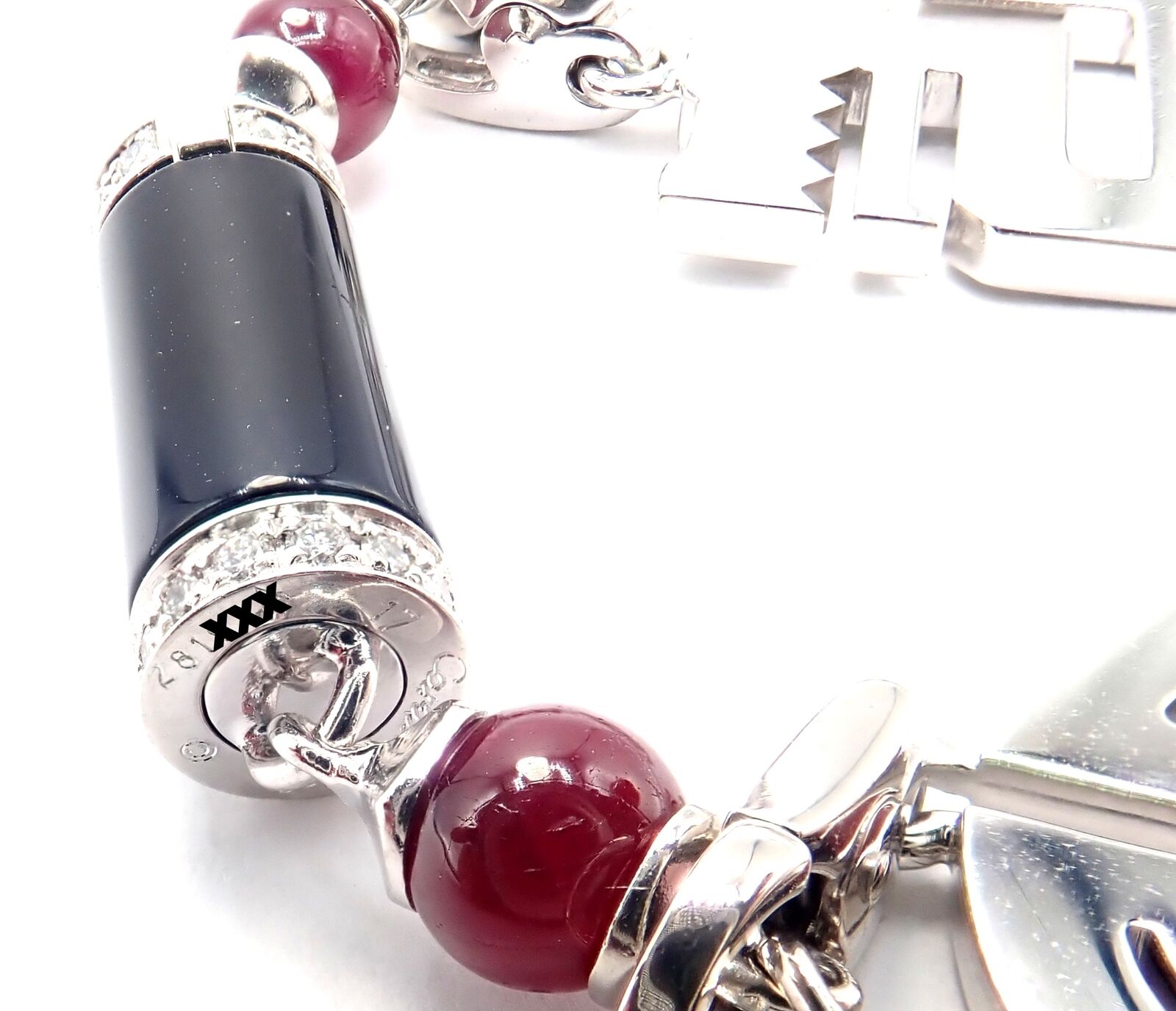 Cartier Le Baiser Du Dragon 18k Gold Diamond Ruby Onyx 2 Charms Bangle Bracelet | Fortrove
