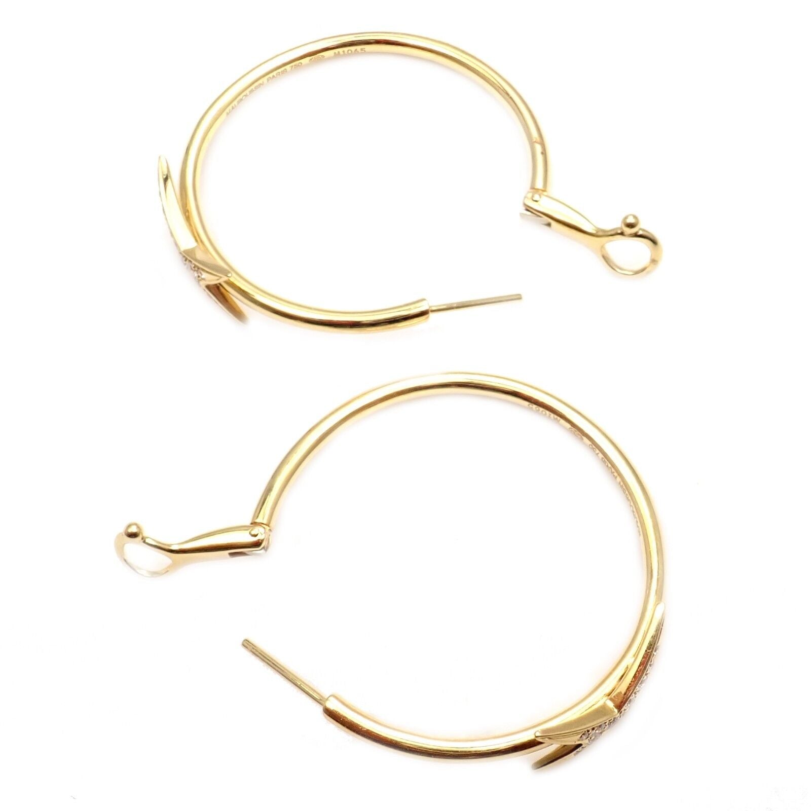 Rare! Mauboussin 18k Yellow Gold Diamond Celestial Star Etoile Hoop Earrings | Fortrove