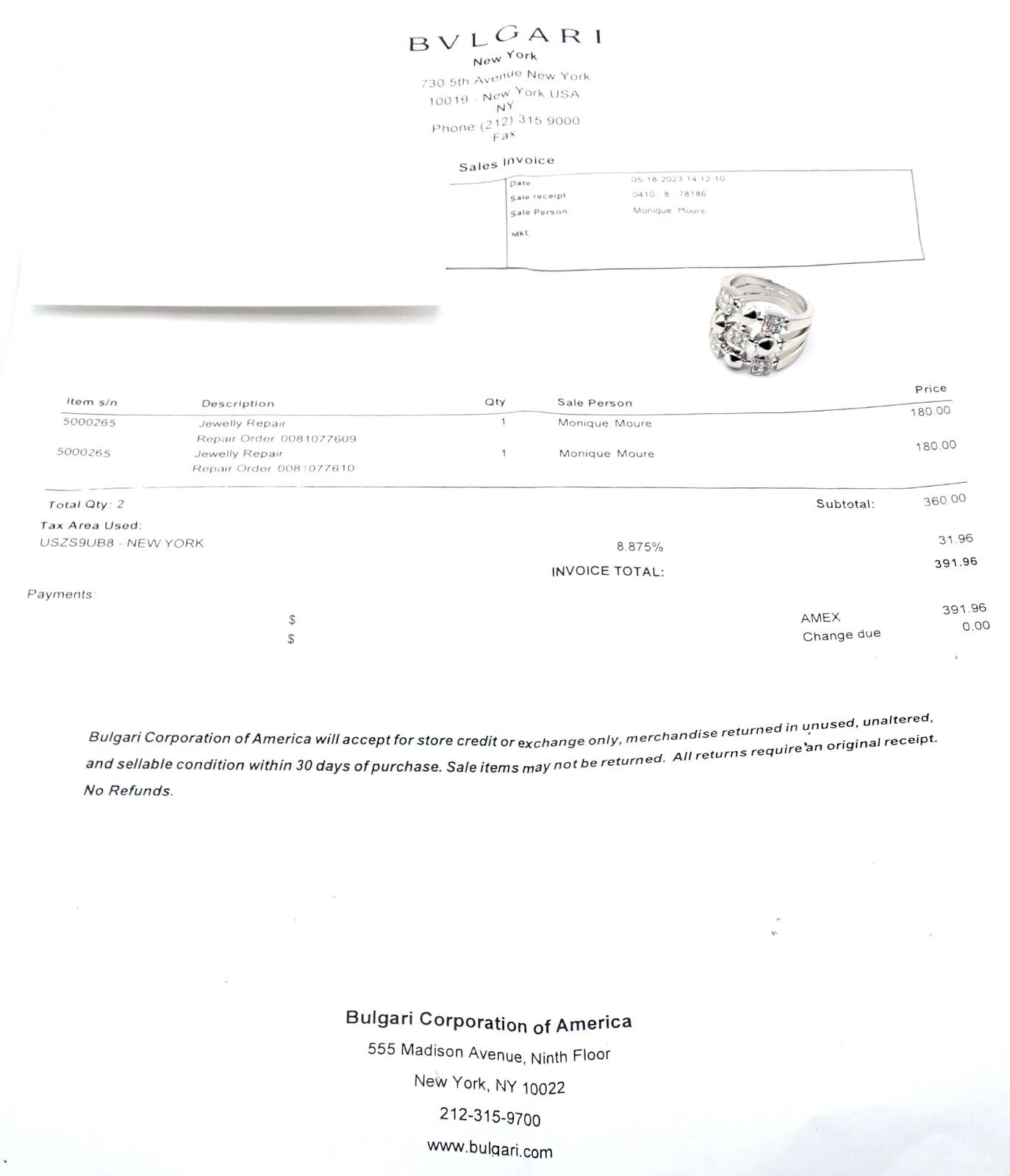 Authentic! Bvlgari Bulgari 18k White Gold Lucea Diamond Band Ring Paper | Fortrove