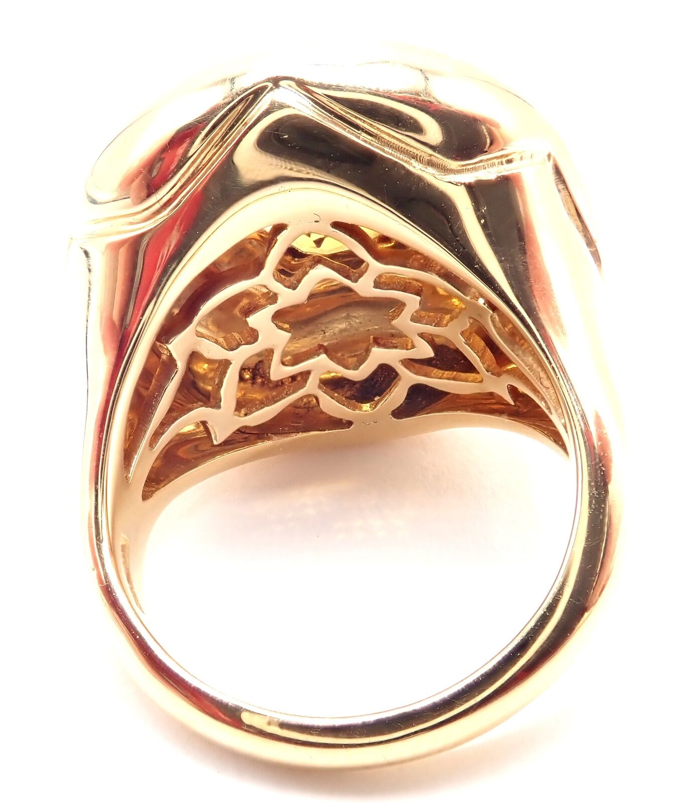 Authentic Bulgari Bvlgari 18k Yellow Gold Star Of David Shape Citrine Bombe Ring | Fortrove