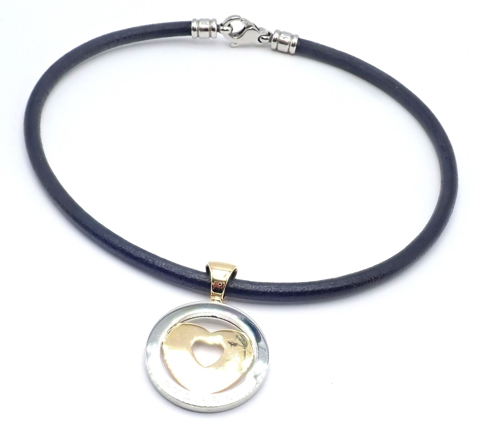 Authentic! Bvlgari Bulgari Tondo 18k Yellow Gold Steel Heart Pendant Necklace | Fortrove
