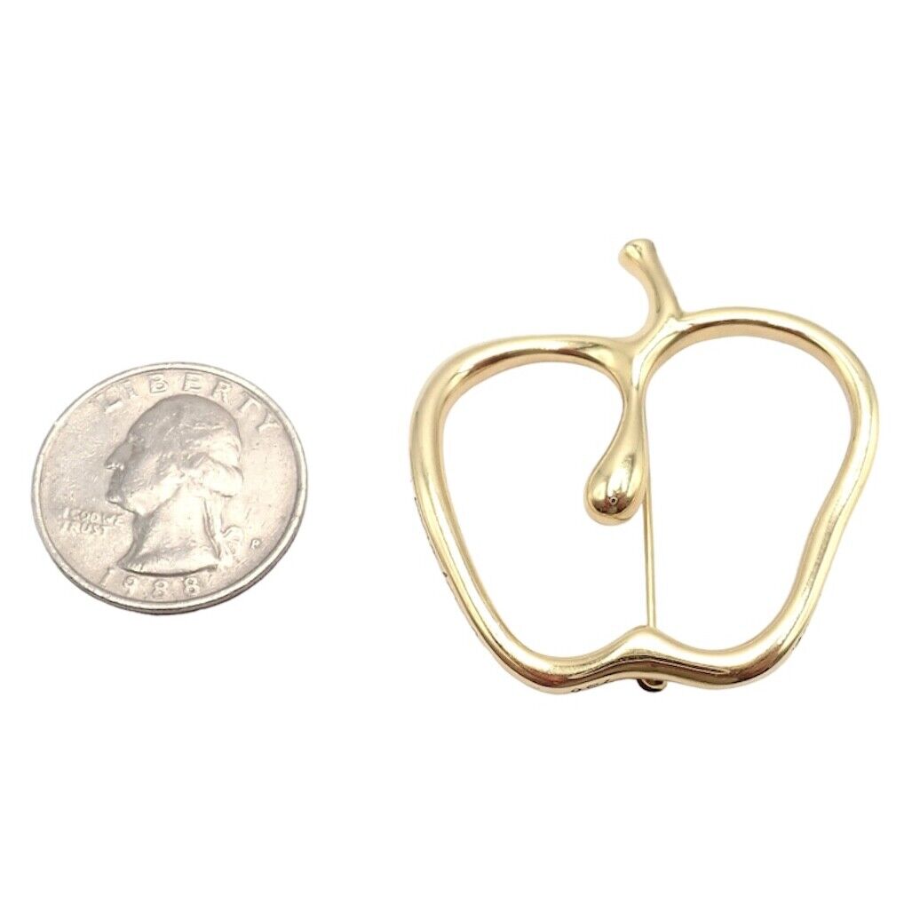 Authentic! Vintage Tiffany & Co Peretti 18k Yellow Gold Large Apple Pin Brooch | Fortrove