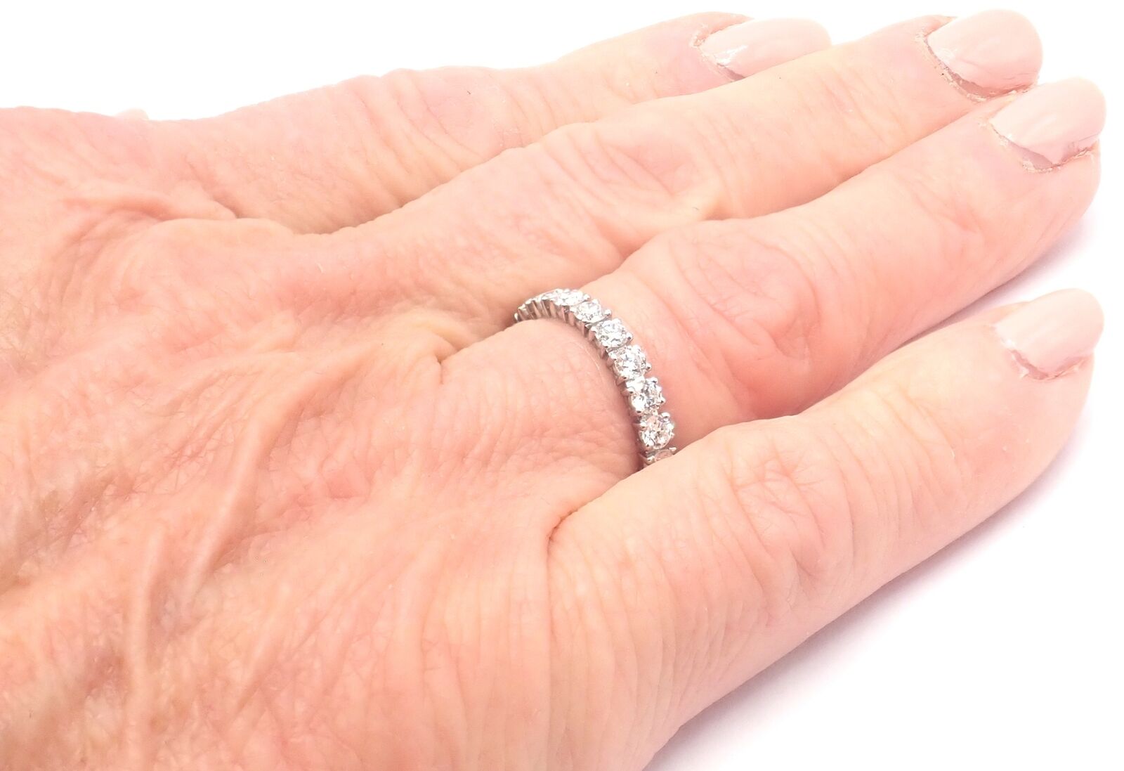 Authentic! Cartier Destinee Platinum Full Diamond Wedding Band Ring Size 6 Cert. | Fortrove