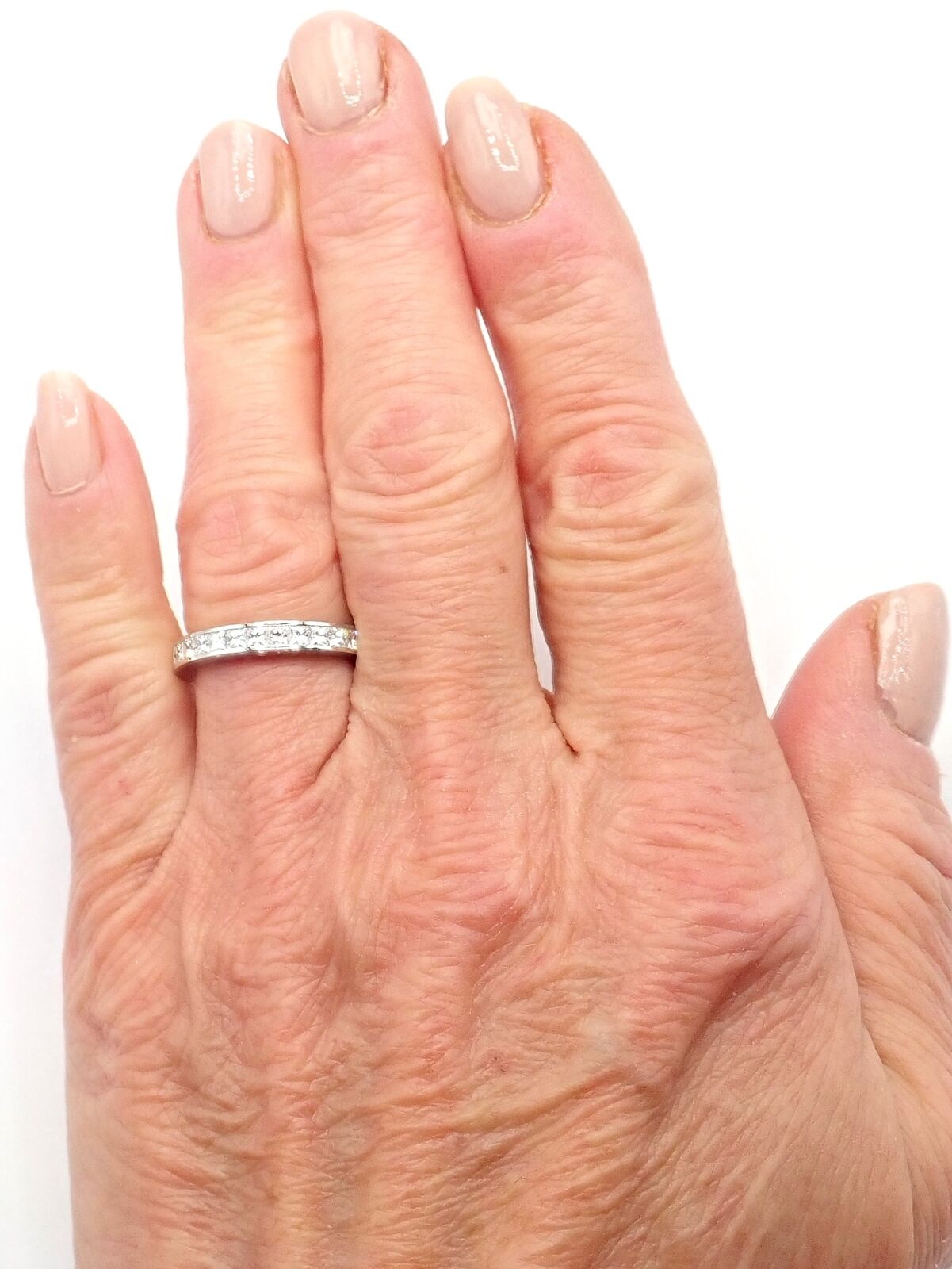 Cartier Platinum Princess Cut Diamond Eternity Band Ring Size 53 US 6.75 Paper | Fortrove