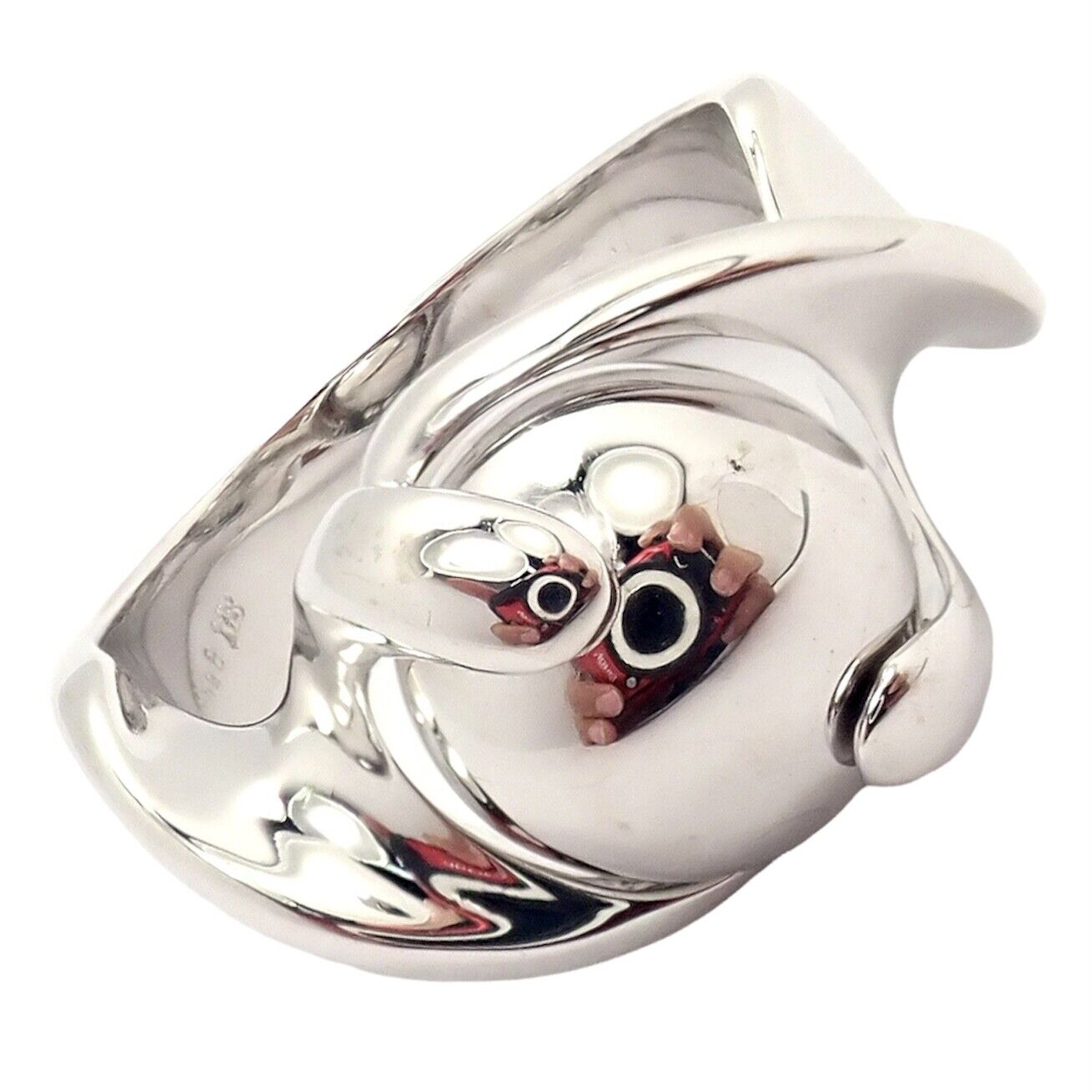 Authentic! Marina B 18k White Gold Rolling Ball Globe Ring Sz 7 | Fortrove