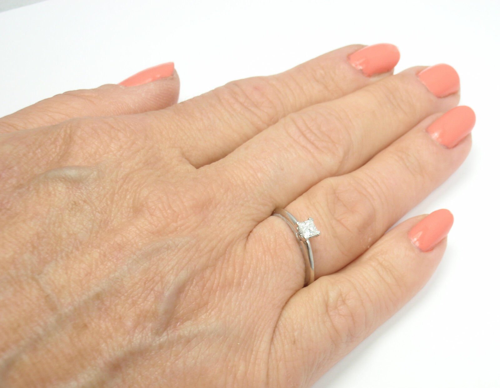 TIFFANY & CO PLATINUM SQUARE CUT DIAMOND 0.22CT VS2 D TRIPLE X ENGAGEMENT RING | Fortrove