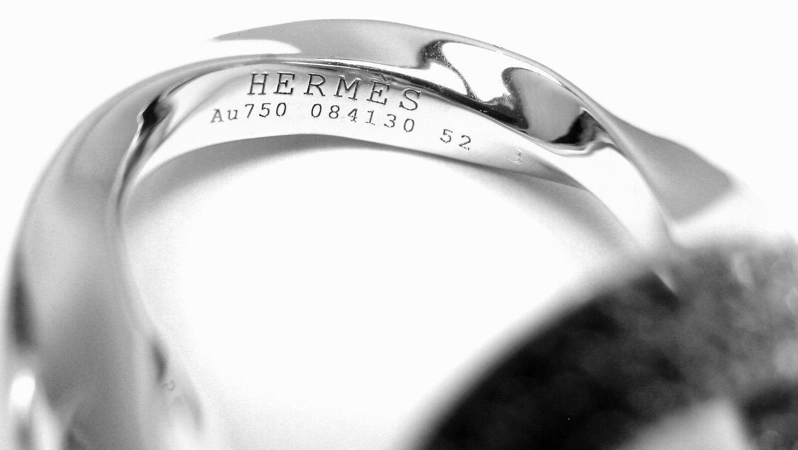 Hermes Jewelry & Watches:Fine Jewelry:Rings Rare! Authentic Hermes 18k White Gold Diamond Free Style Twisted Band Ring