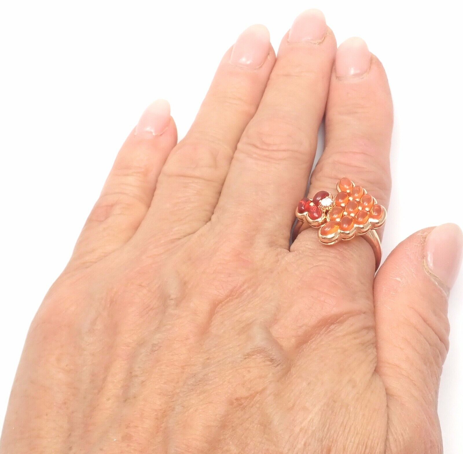 Authentic! Mauboussin Paris 18k Rose Gold Diamond Tourmaline Citrine Ring | Fortrove