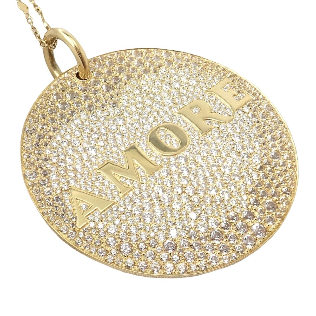 Pasquale Bruni 18k Yellow Gold Extra Large Diamond + Sapp Amore Pendant Necklace | Fortrove