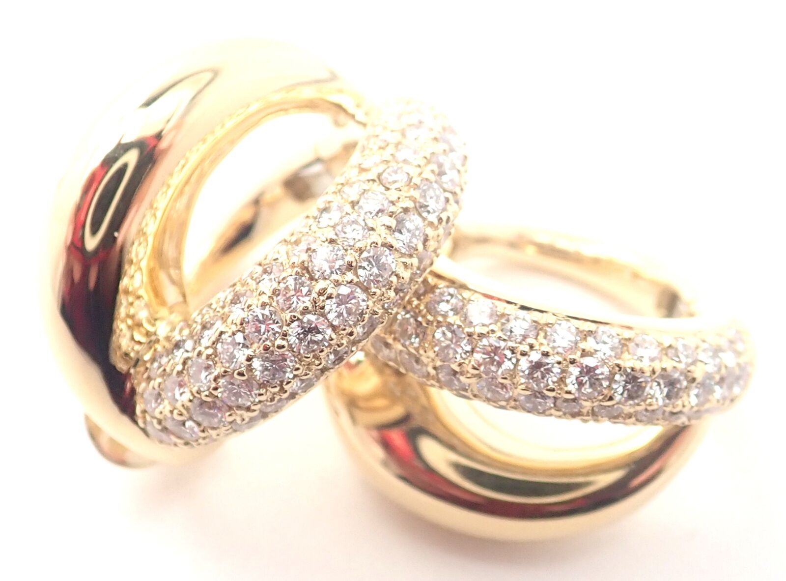Authentic! Mauboussin Paris 18k Yellow Gold Diamond Double Hoop Earrings | Fortrove