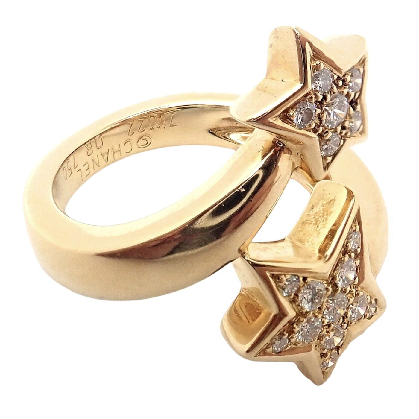 Authentic! Chanel Comete 18k Yellow Gold Star Diamond Cocktail Ring | Fortrove