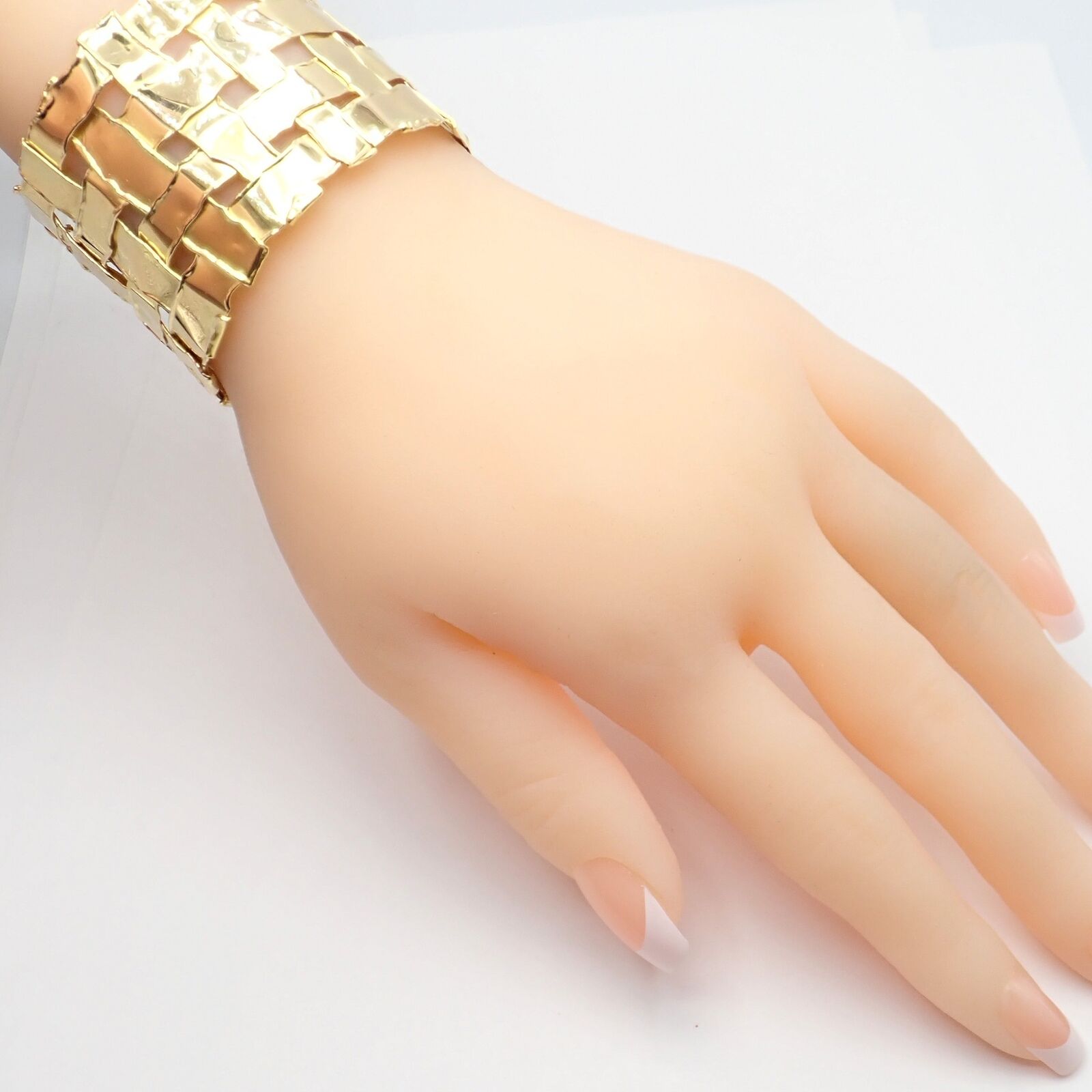 Authentic! Vintage Tiffany & Co 18k Yellow Gold Basket Weave Wide Bracelet | Fortrove