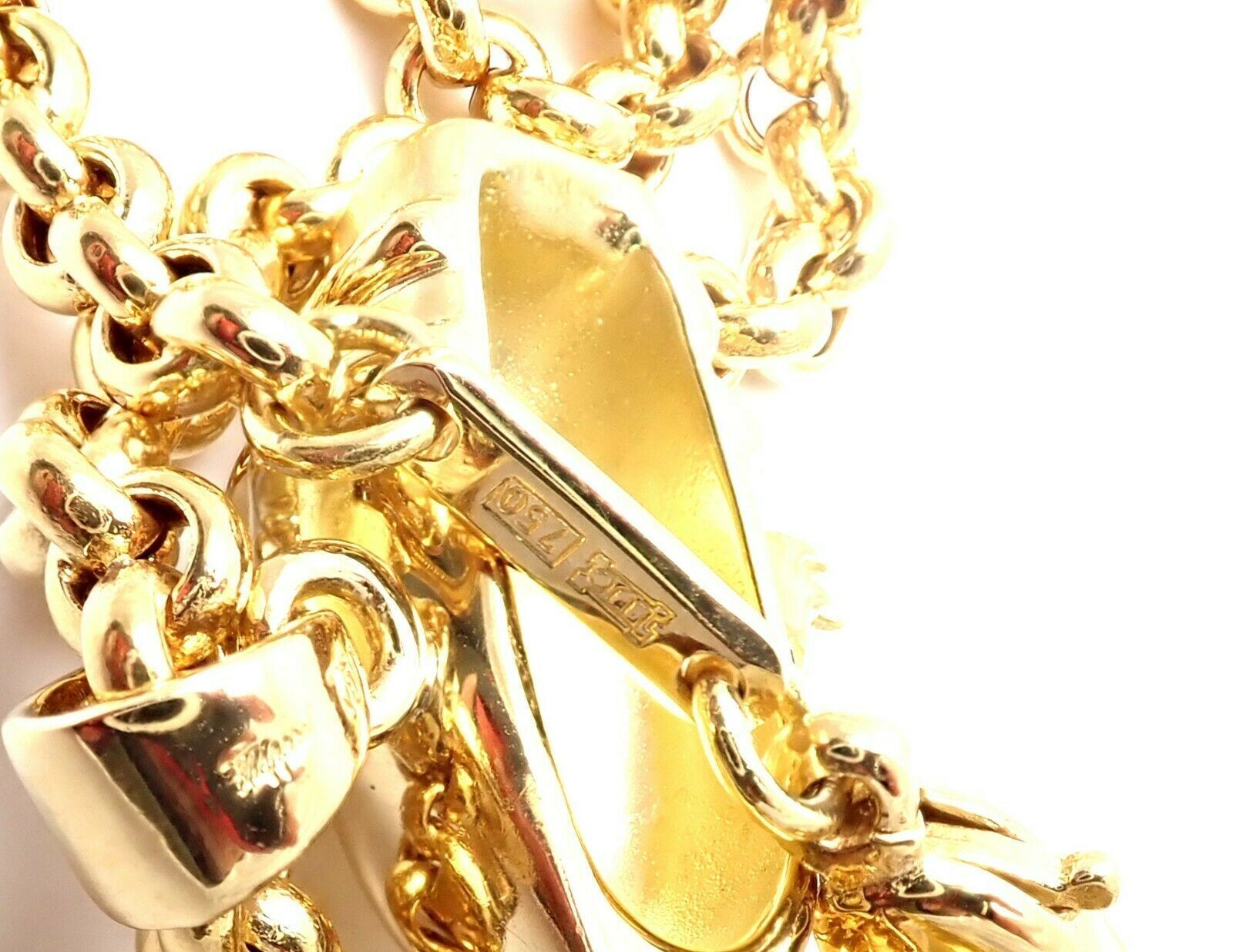 Authentic! Chopard 18k Yellow Gold Large Happy Clown Flower Pendant Necklace | Fortrove