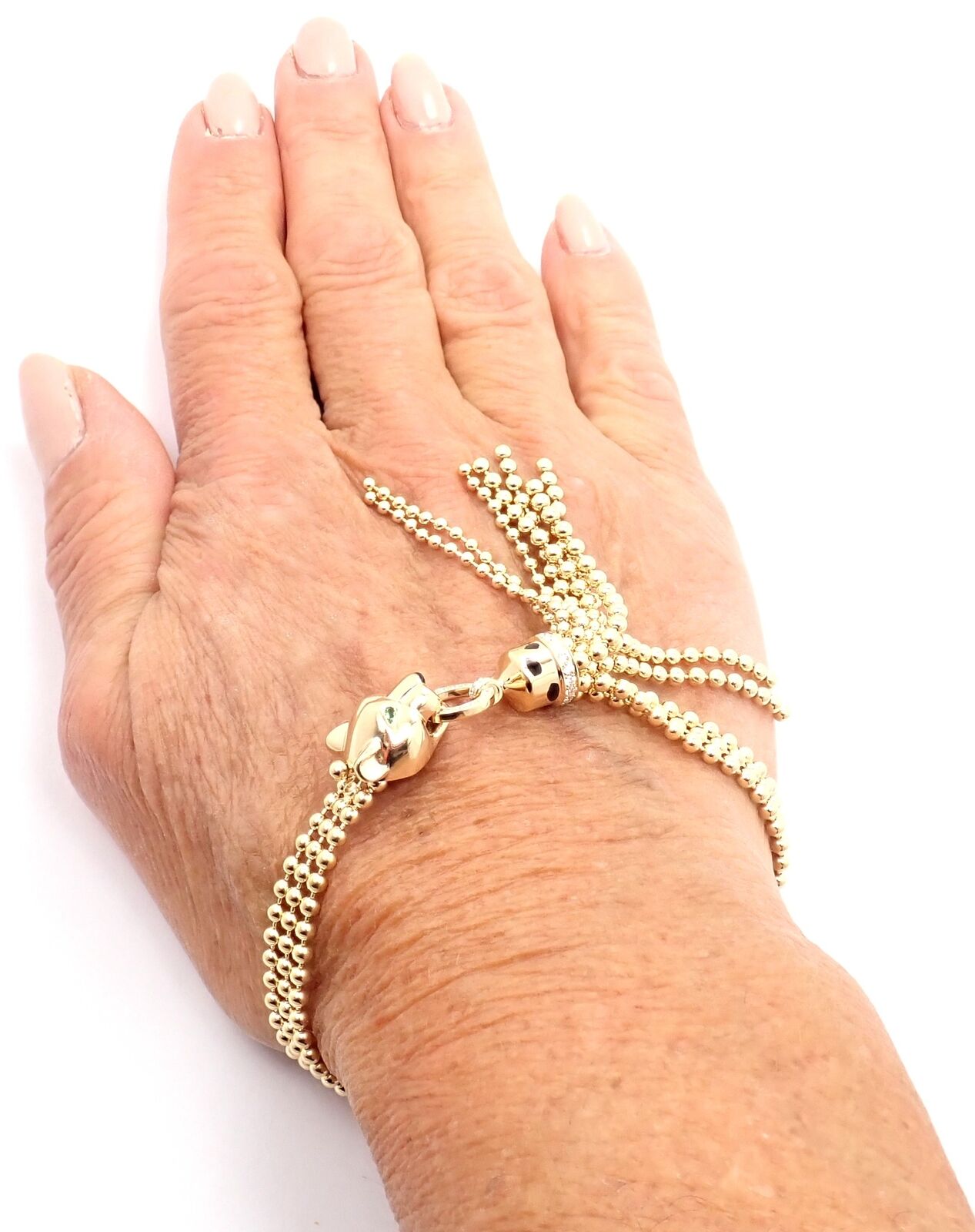 Authentic Panthere De Cartier Panther 18k Yellow Gold Diamond Tsavorite Bracelet | Fortrove
