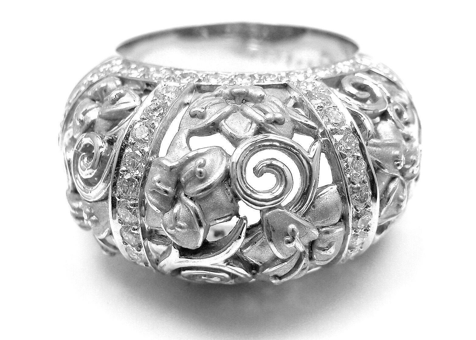 New! Authentic Carrera Y Carrera Taj Mahal 18k White Gold Diamond Ring Cert. | Fortrove