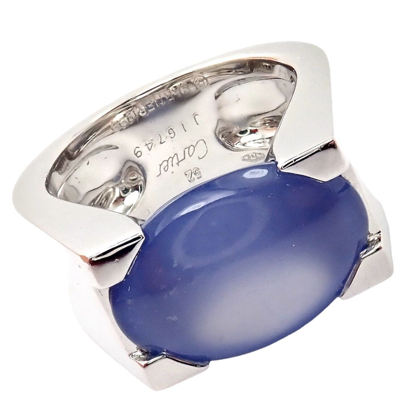 Authentic! Cartier 18k White Gold Large Chalcedony Ring | Fortrove