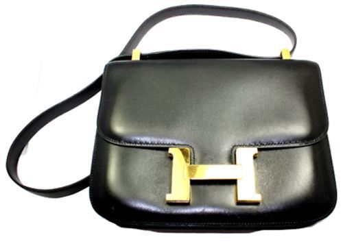 AUTHENTIC HERMES 23CM BLACK BOX LEATHER GHW CONSTANCE HANDBAG | Fortrove