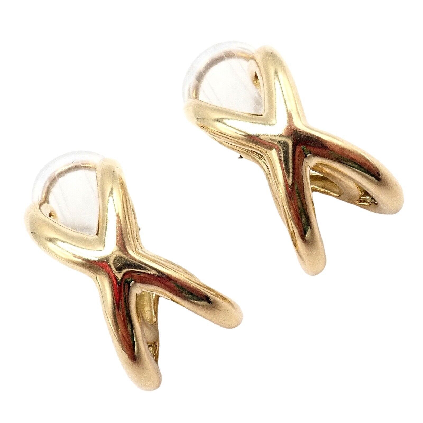 Vintage! Tiffany & Co Claflin 18k Yellow Gold Large Double X Crisscross Earrings | Fortrove