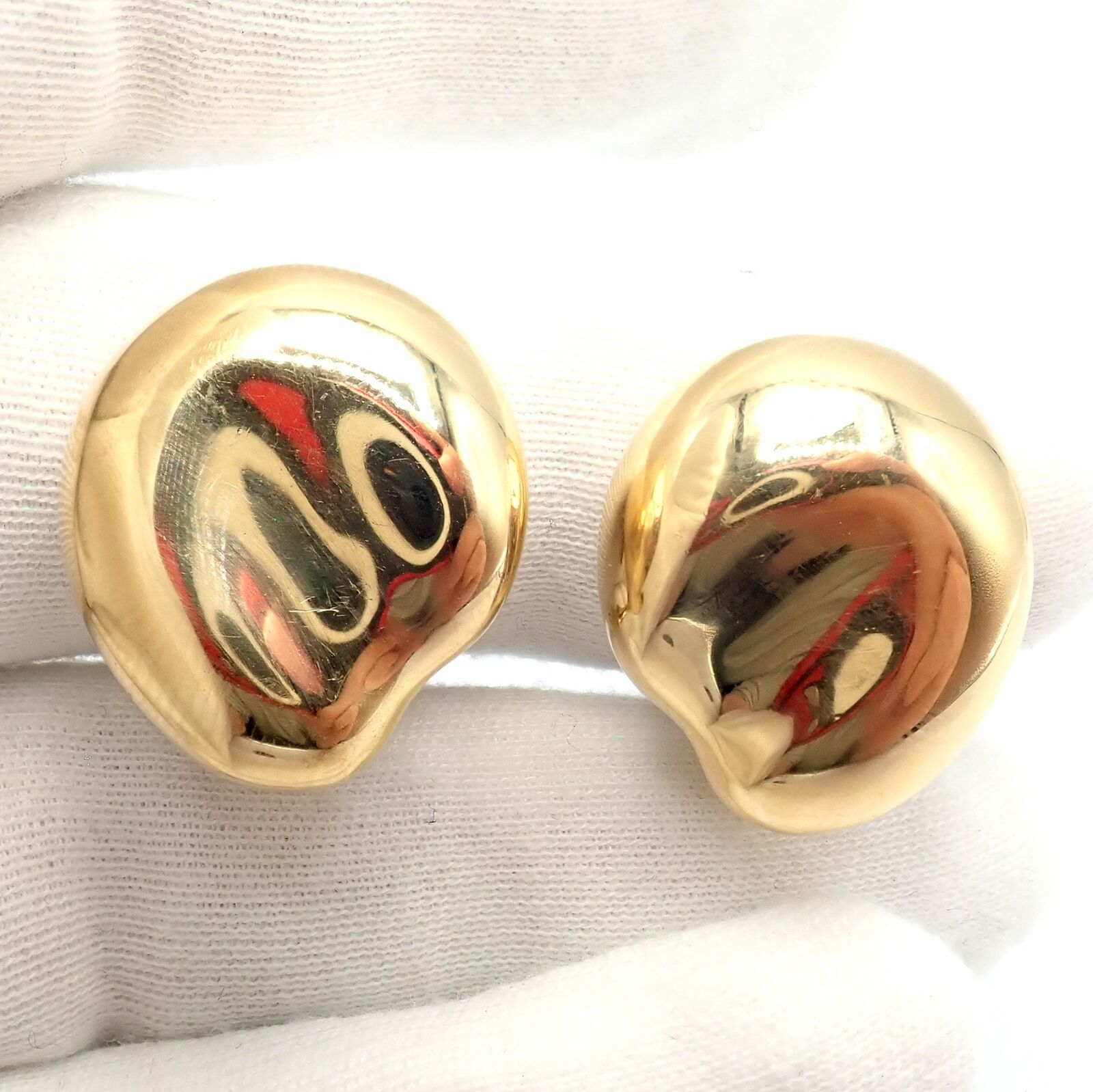 Authentic Tiffany & Co Peretti 18k Yellow Gold Extra Large Thumbprint Earrings | Fortrove