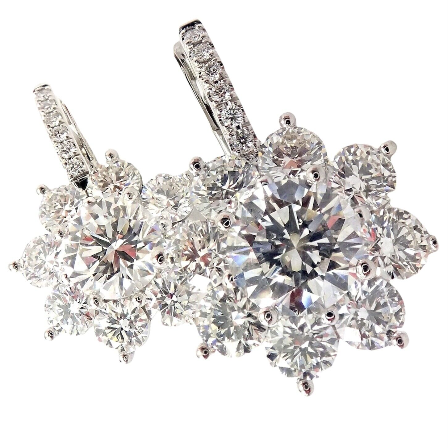 T. Foster & Co Jewelry & Watches:Fine Jewelry:Earrings Authentic! T Foster & Co Platinum Flower 4.84ctw Diamond Stud Halo Earrings GIA