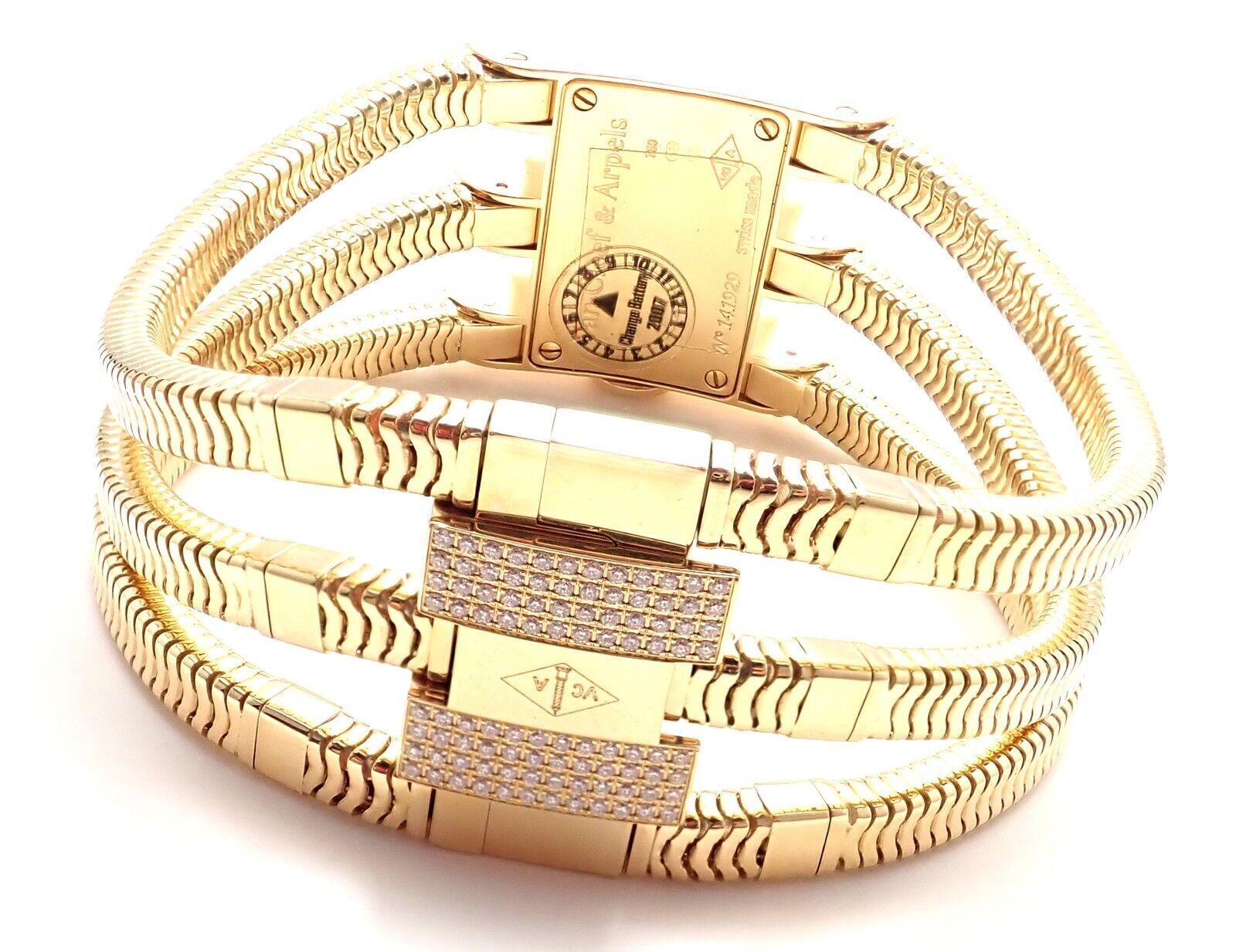 Authentic! Van Cleef & Arpels 18k Gold Diamond Liane Collection Bracelet Watch | Fortrove