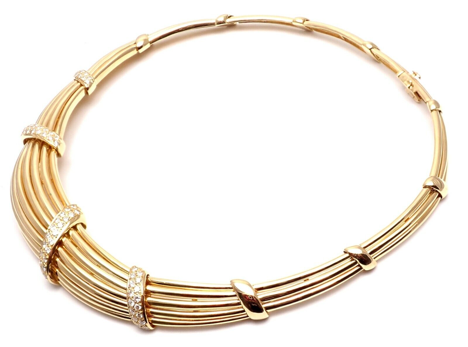 Vintage! Authentic Van Cleef & Arpels 18k Yellow Gold Diamond Choker Necklace | Fortrove