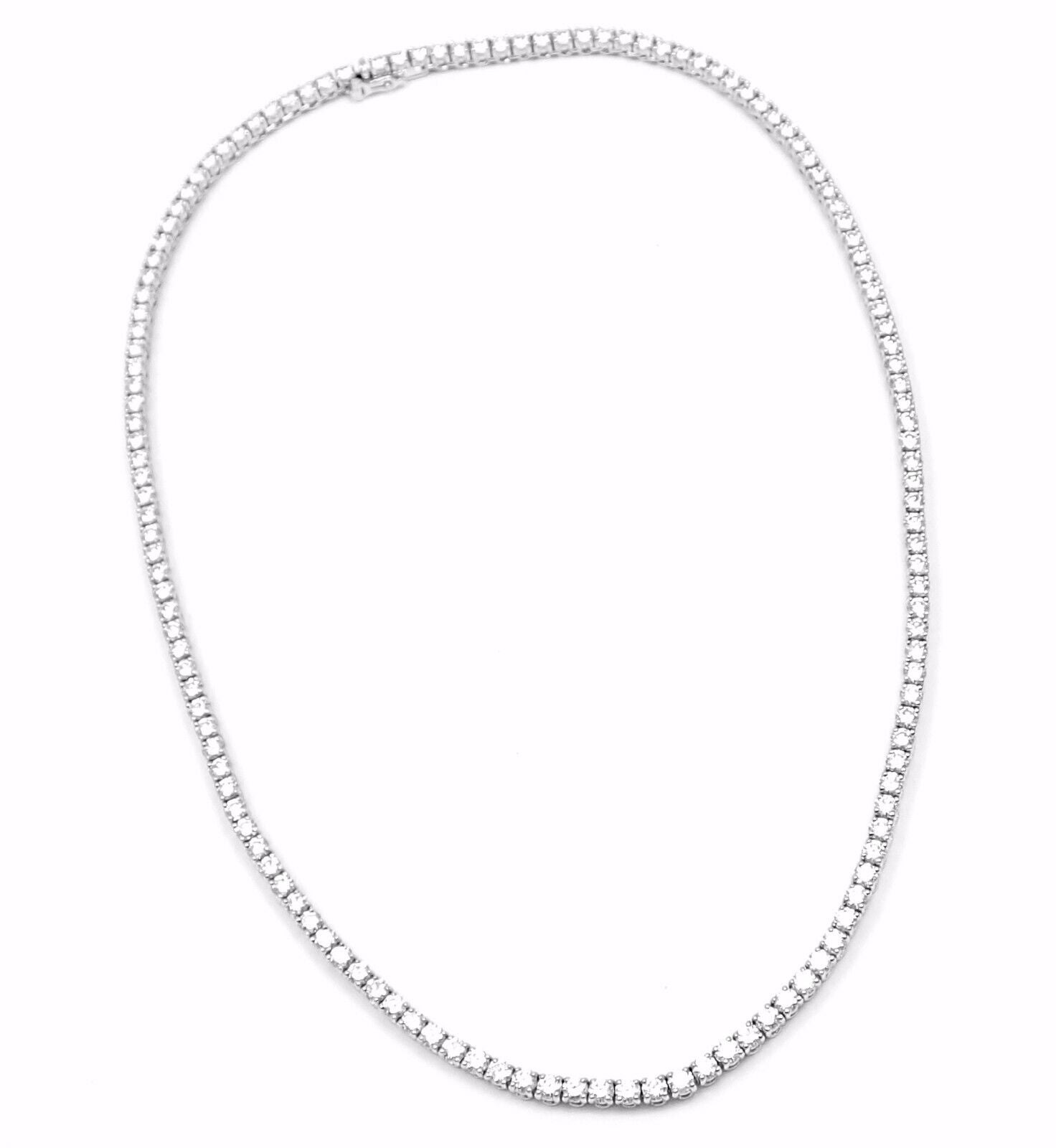 Cartier Authentic! Cartier Tennis Line 18k White Gold Diamond Necklace Certificate Box