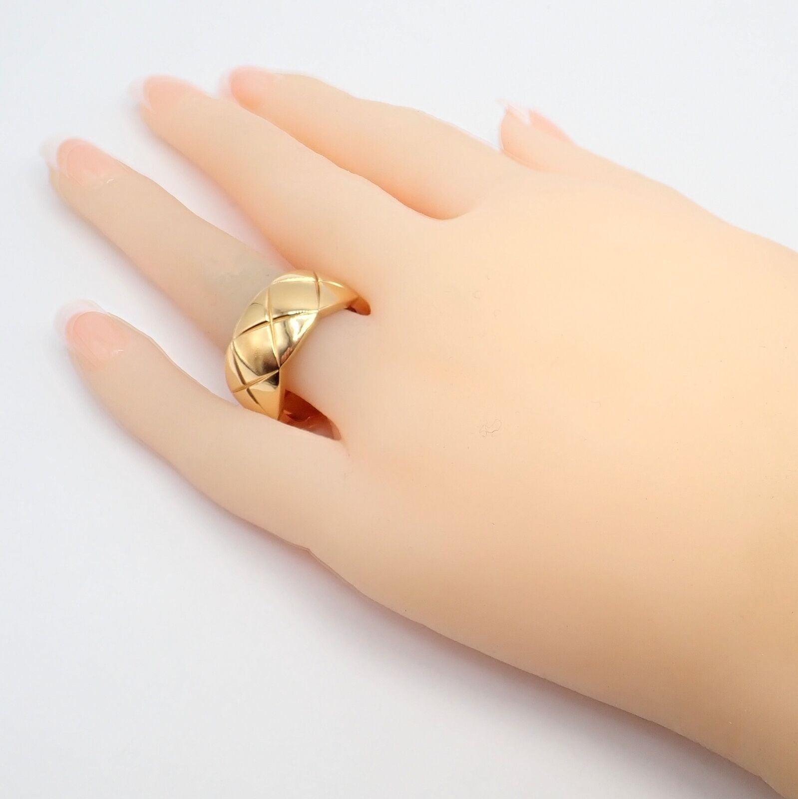 Authentic! Chanel 18k Yellow Gold Yellow Large Wide Coco Crush Band Ring | Fortrove