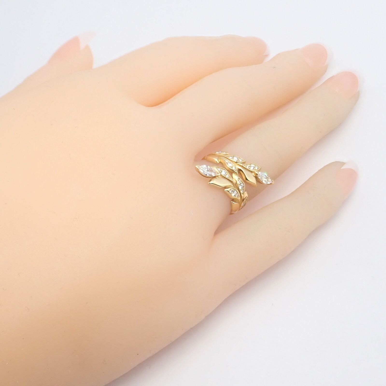 Authentic! Tiffany & Co 18k Yellow Gold Diamond Victoria Vine Bypass Ring | Fortrove