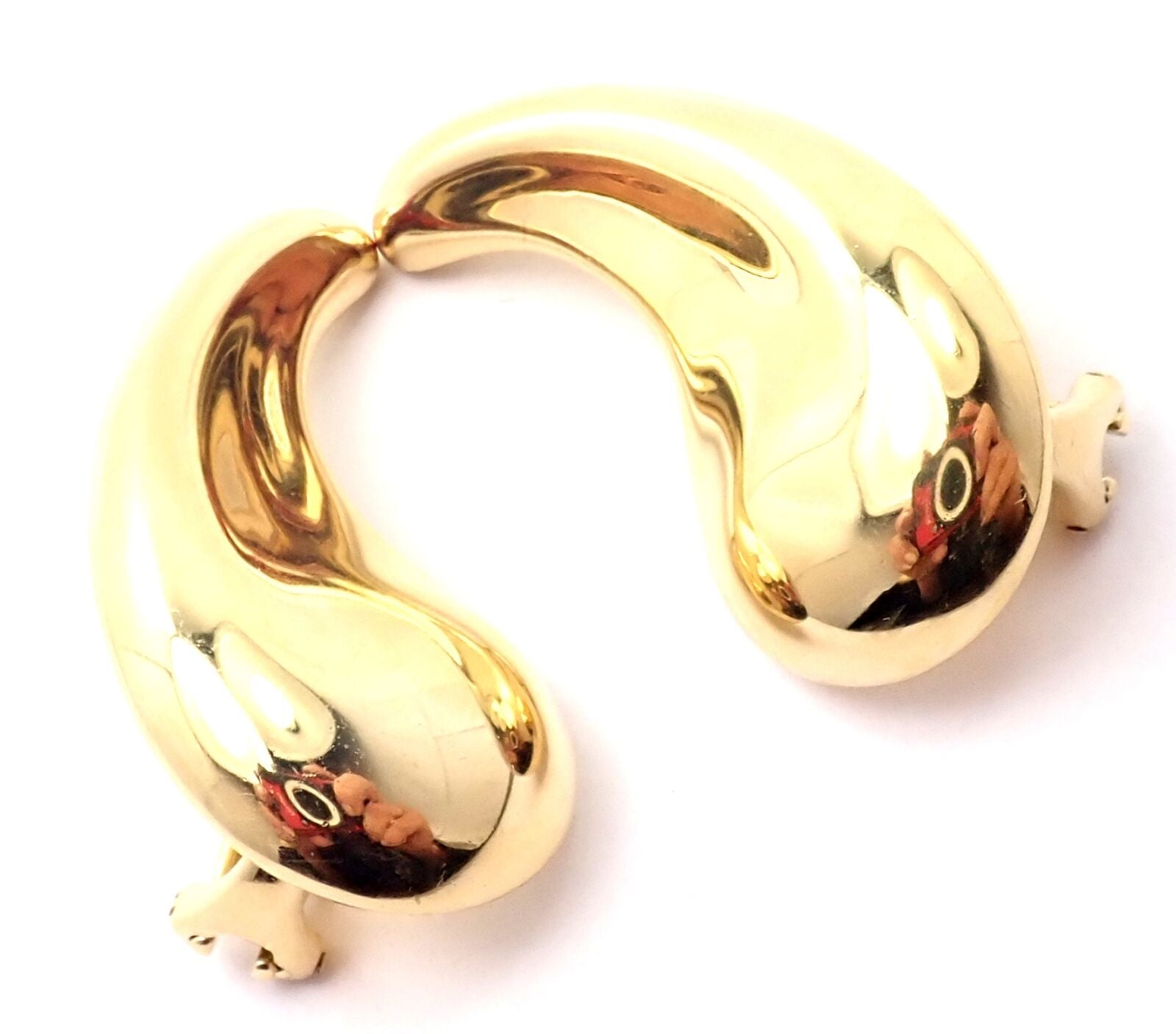 Authentic! Tiffany & Co Elsa Peretti 18k Yellow Gold Extra Large Bean Earrings | Fortrove