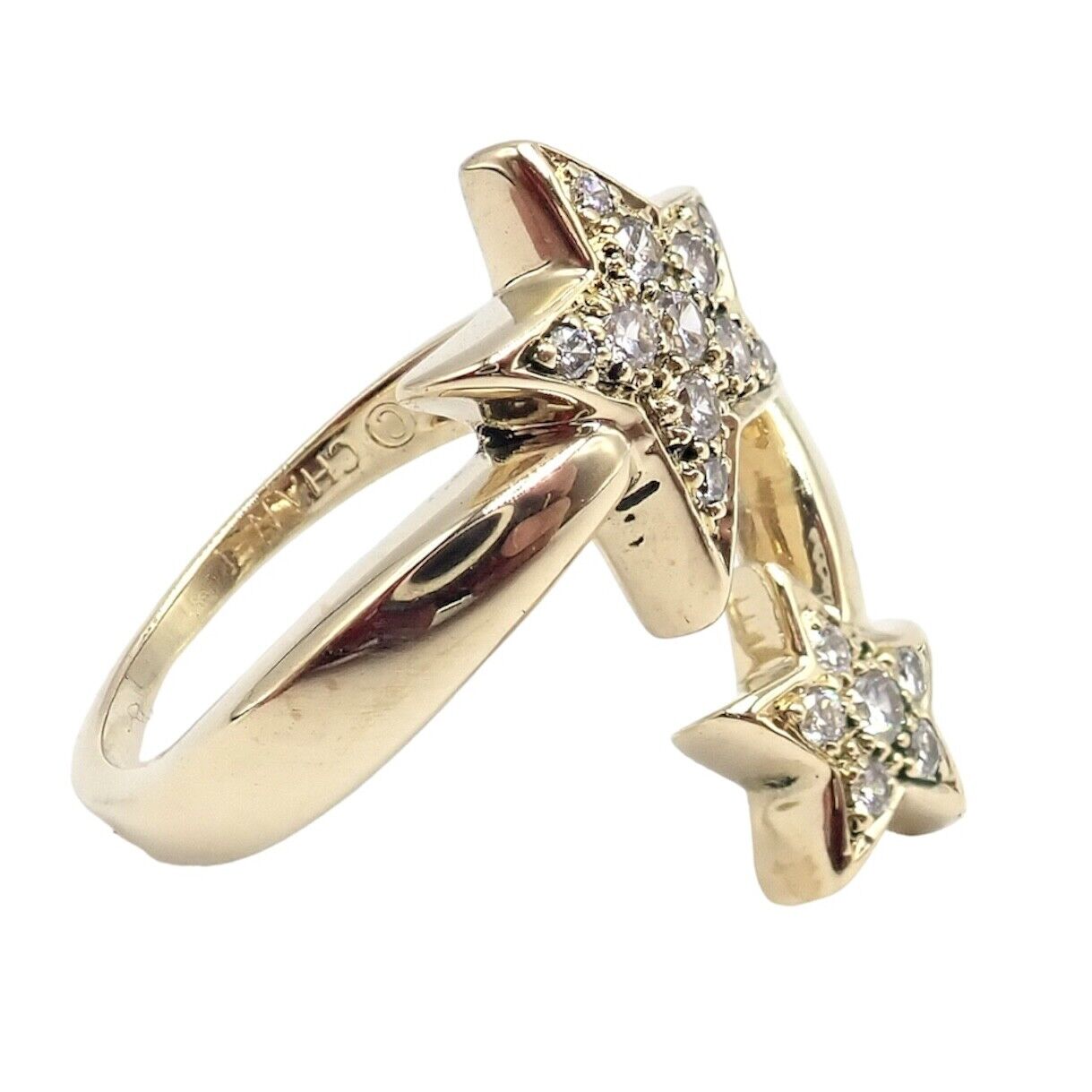 Chanel Comete 18k Yellow Gold Diamond Cocktail Stars Ring sz 6.5 | Fortrove