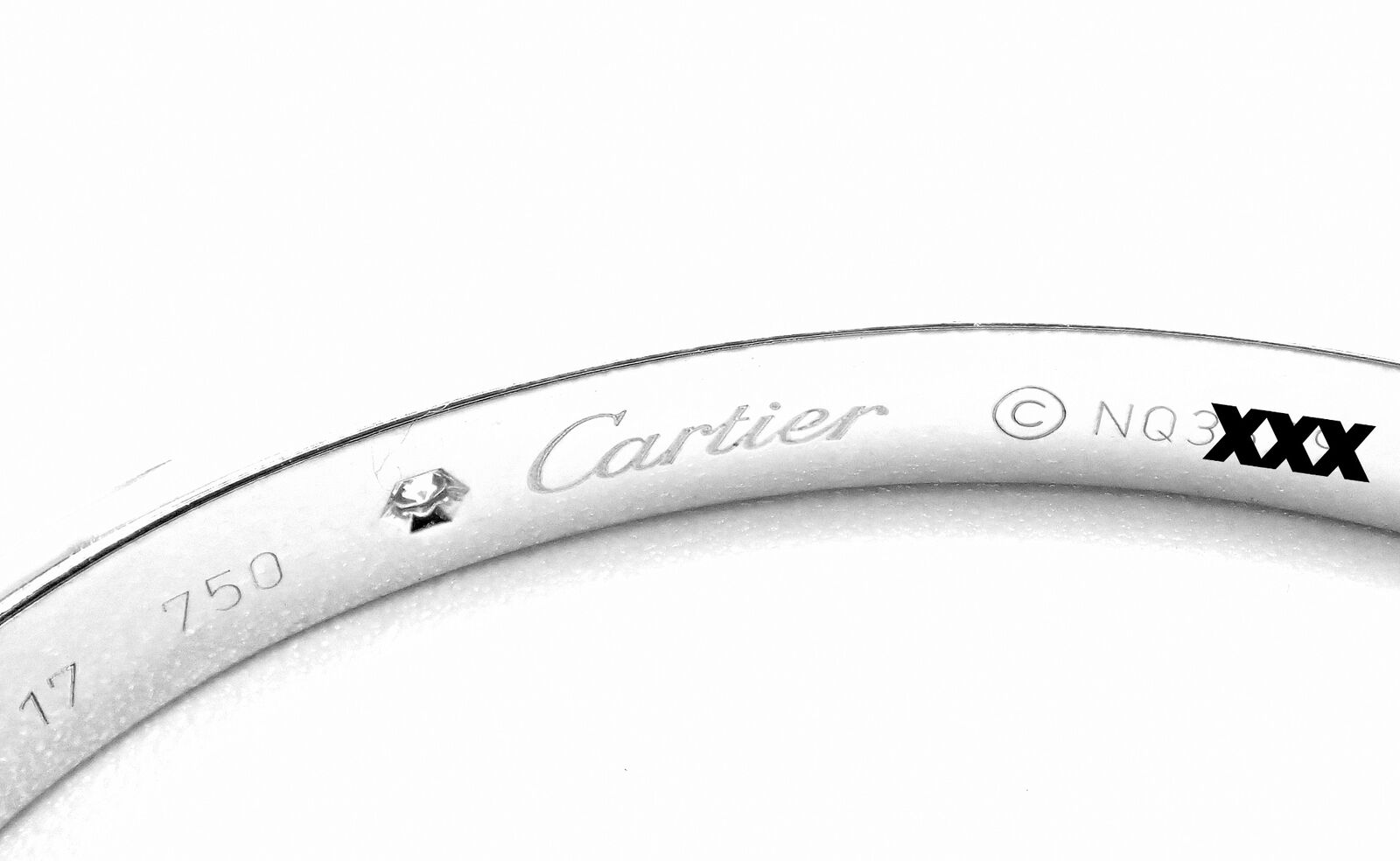 Authentic! Cartier 18k White Gold 4 Diamond Love Bangle Bracelet Size 17 Cert. | Fortrove