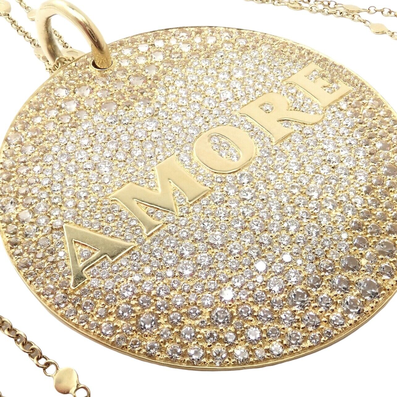 Pasquale Bruni 18k Yellow Gold Extra Large Diamond + Sapp Amore Pendant Necklace | Fortrove