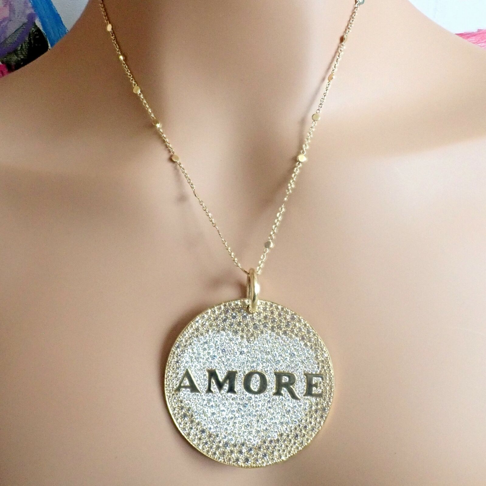 Pasquale Bruni 18k Yellow Gold Extra Large Diamond + Sapp Amore Pendant Necklace | Fortrove