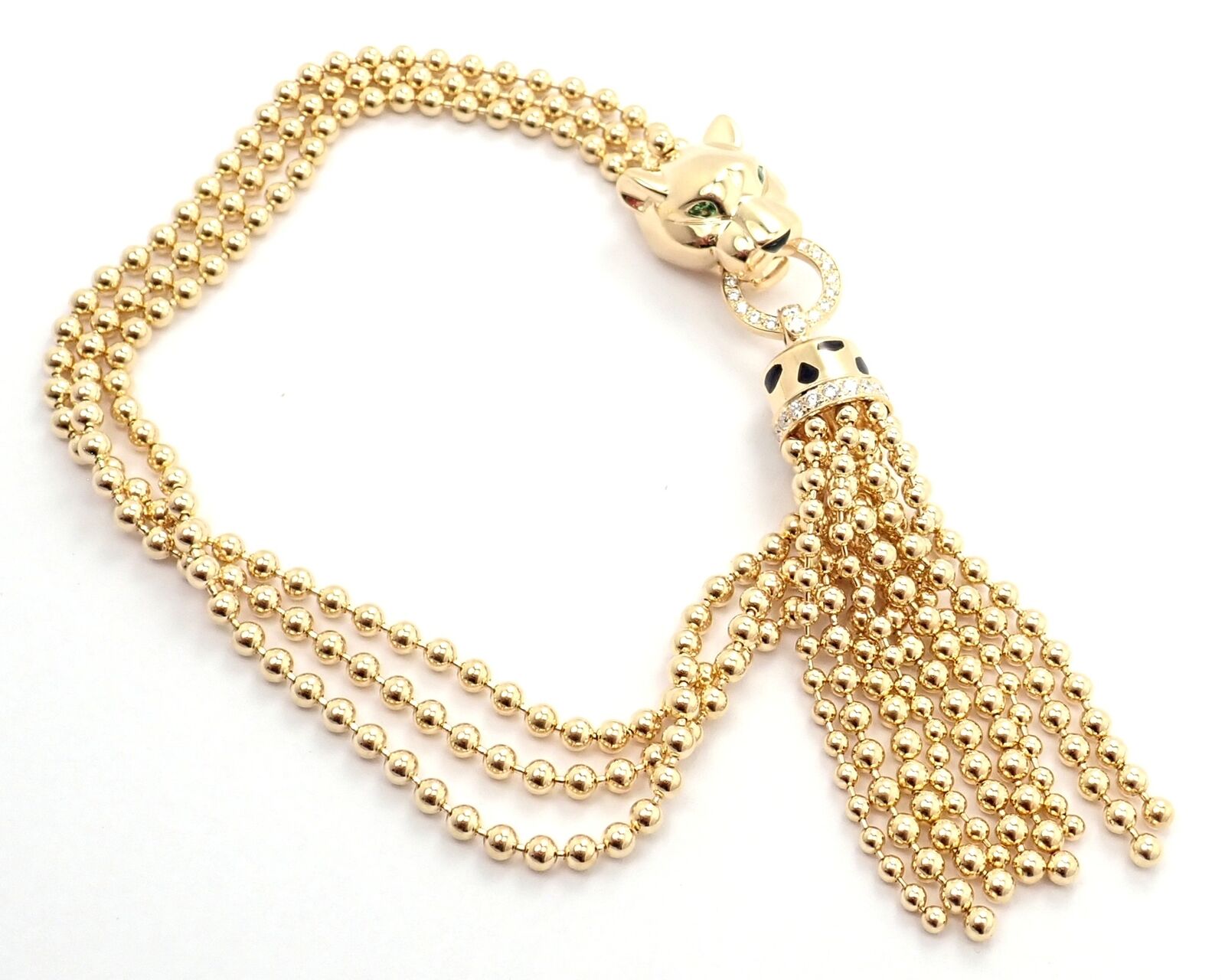 Authentic Panthere De Cartier Panther 18k Yellow Gold Diamond Tsavorite Bracelet | Fortrove