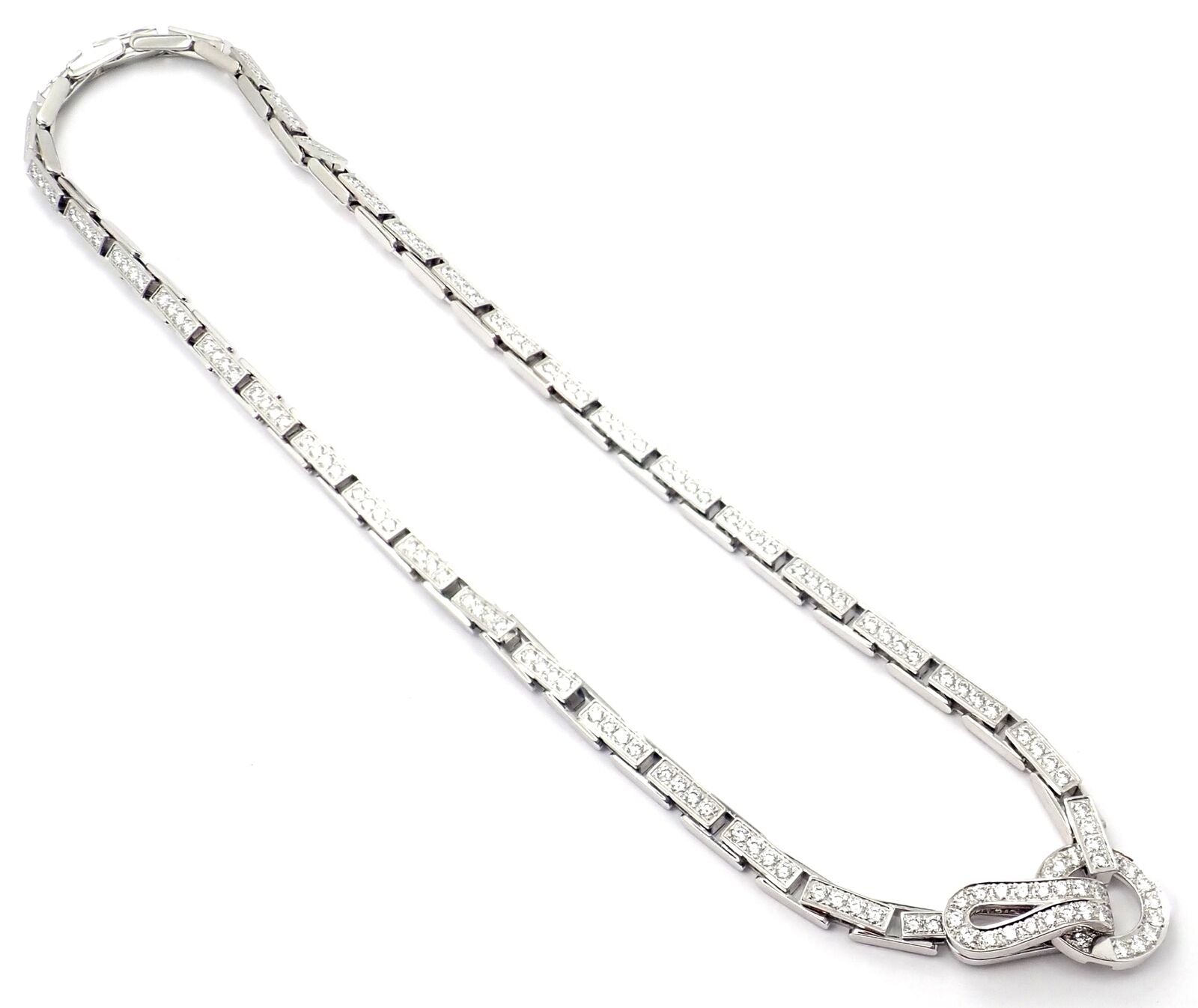 Cartier Jewelry & Watches:Fine Jewelry:Necklaces & Pendants Authentic! Cartier Agrafe 18k White Gold Full Diamond Link Necklace Certificate