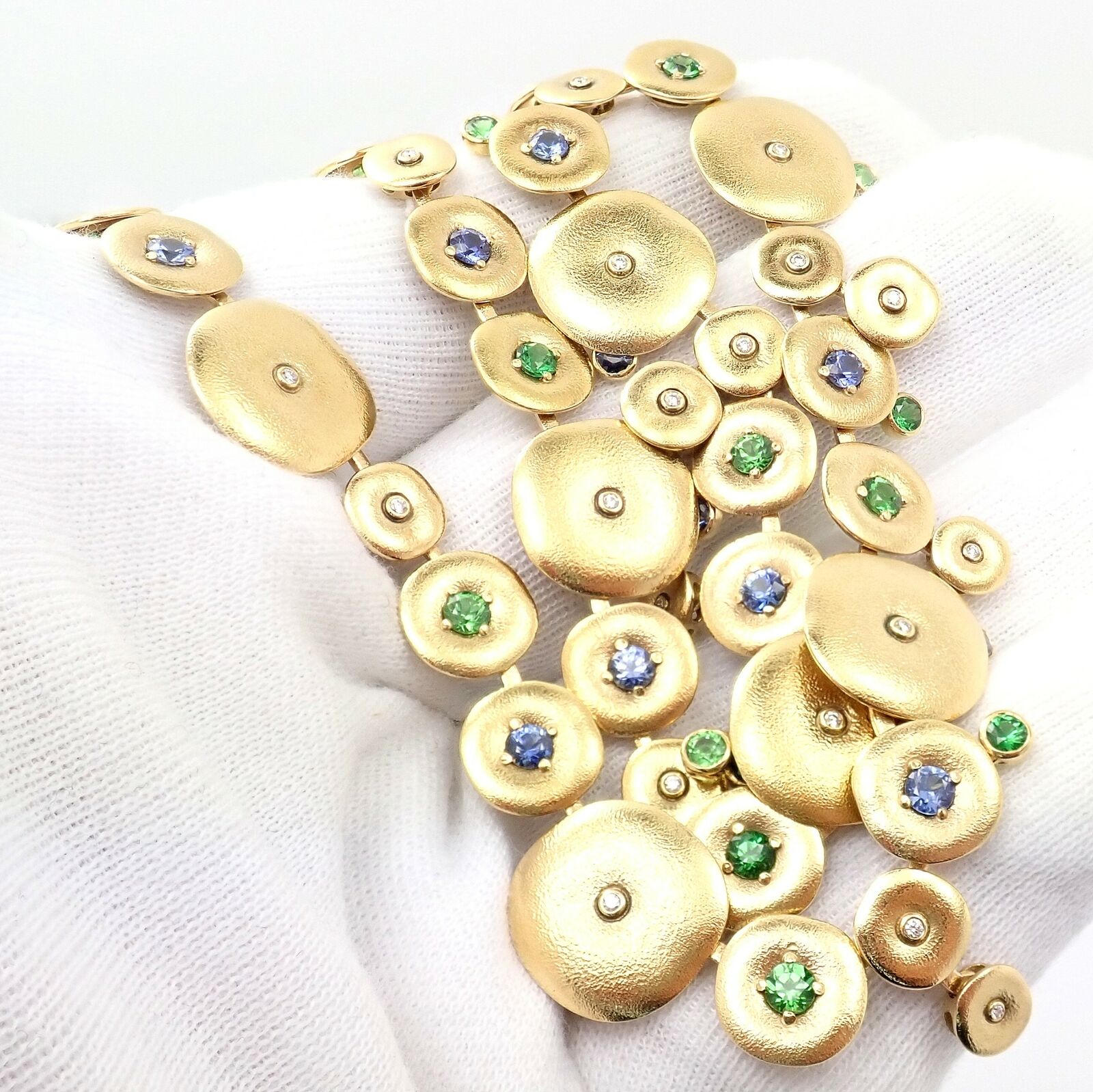 Alex Sepkus Jewelry & Watches:Fine Jewelry:Necklaces & Pendants Rare! Alex Sepkus 18k Yellow Gold Diamond Tsavorite Sapphire Orchard Necklace