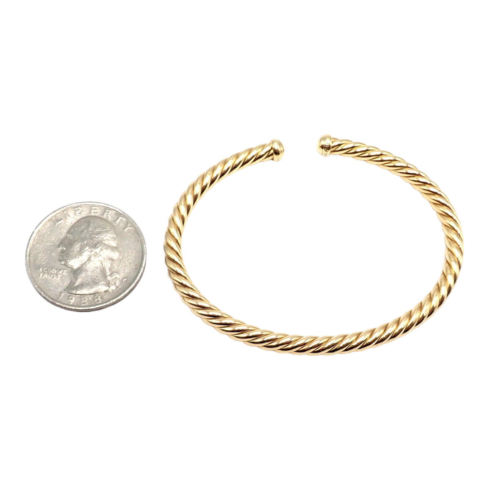 Authentic! David Yurman DY 18k Yellow Gold 4mm Cable Medium Bangle Bracelet | Fortrove